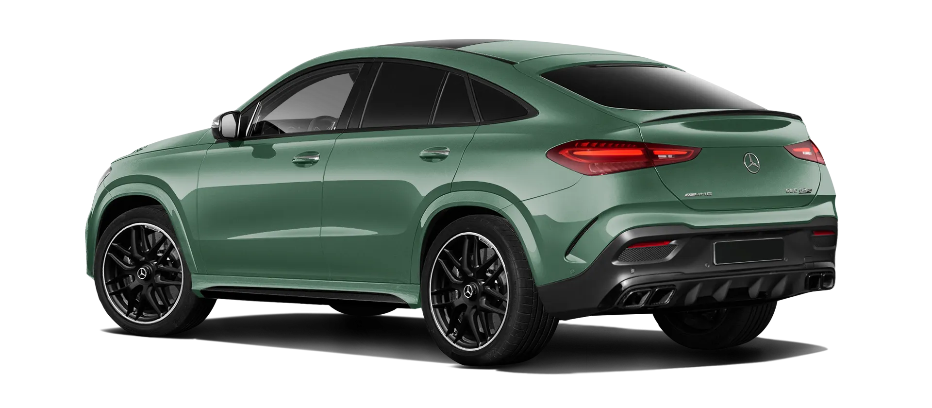 MERCEDES GLE COUPE 63 С167 FACELIFT 2023 - 2026 serienmäßige Rückansicht in Ireland Mid Green Farbe