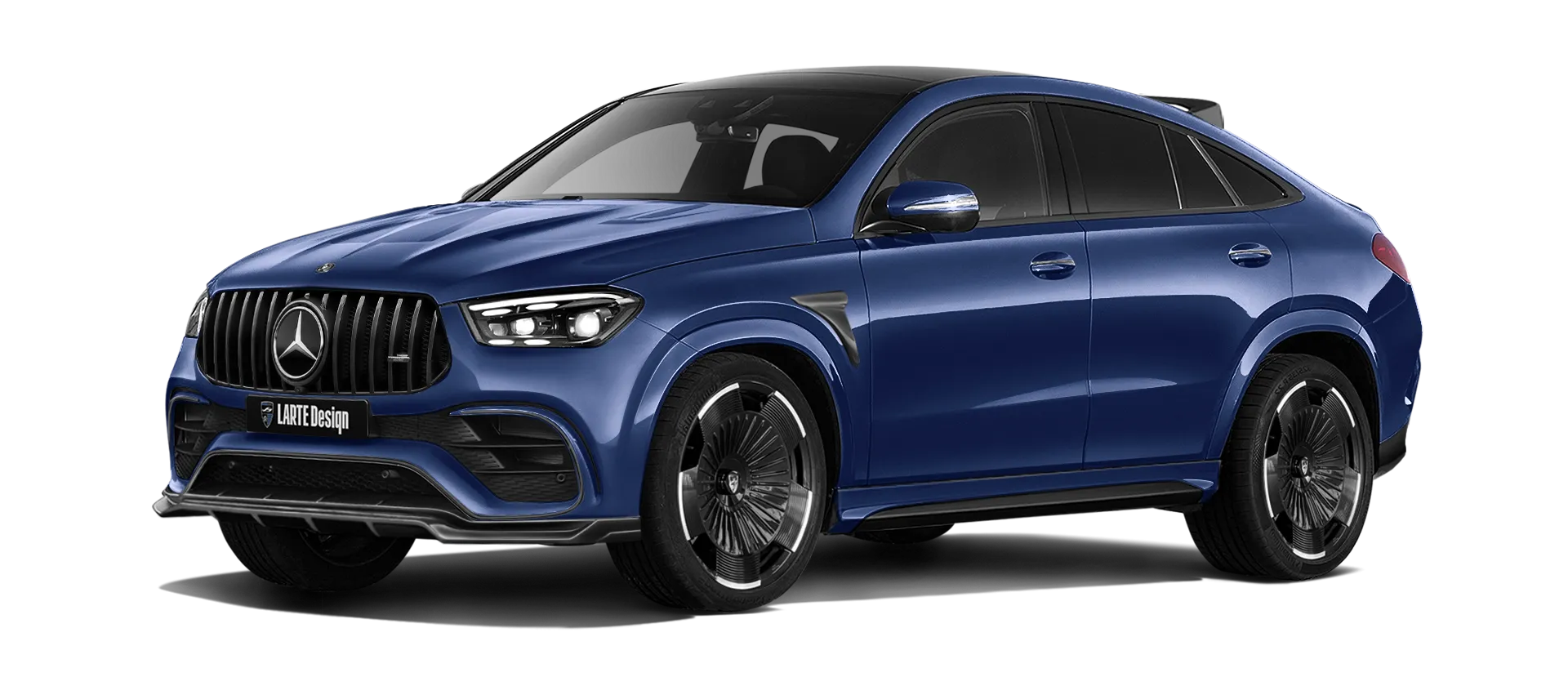 MERCEDES GLE COUPE 63 С167 FACELIFT 2023 - 2026 mit lackiertem Karosserie-Kit: Frontansicht in Mystic Blue