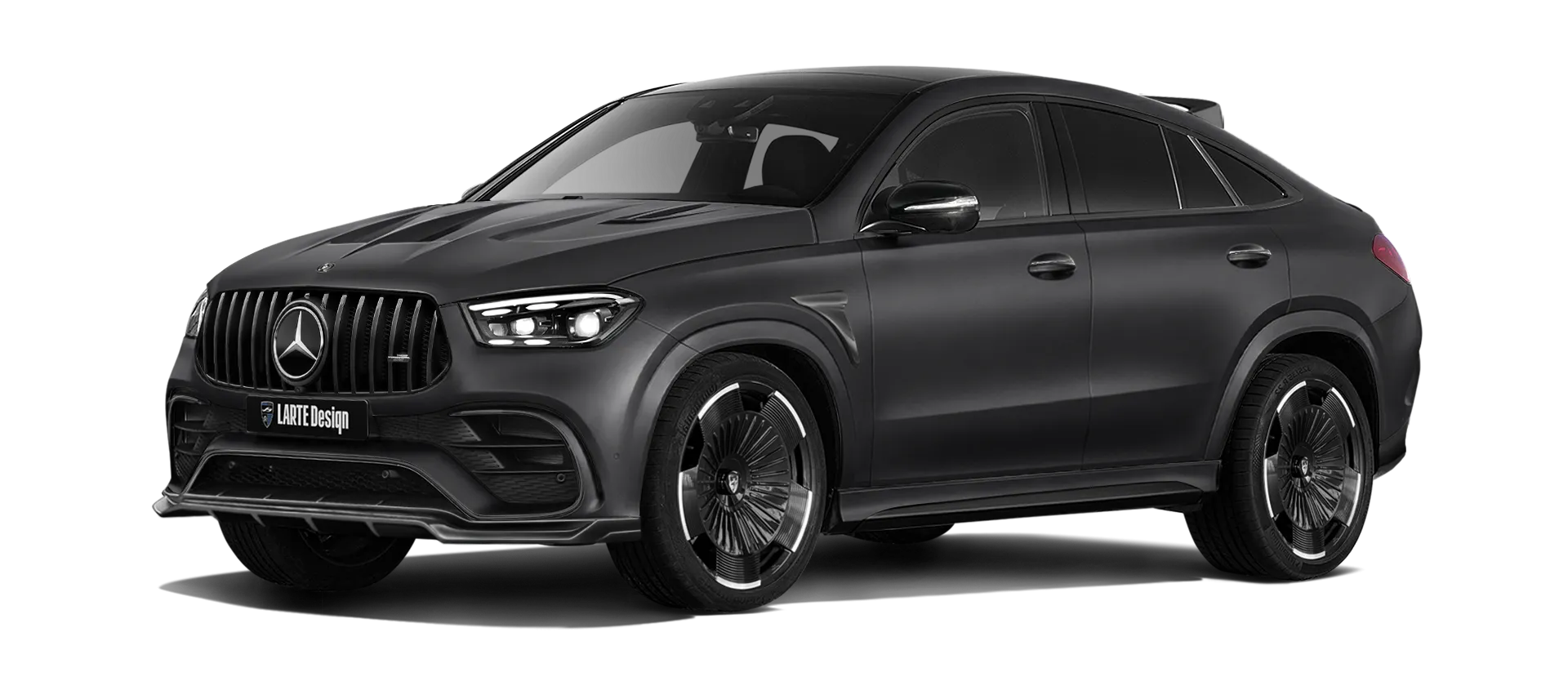 MERCEDES GLE COUPE 63 С167 FACELIFT 2023 - 2026 mit lackiertem Karosserie-Kit: Frontansicht in Obsidian Black Magno
