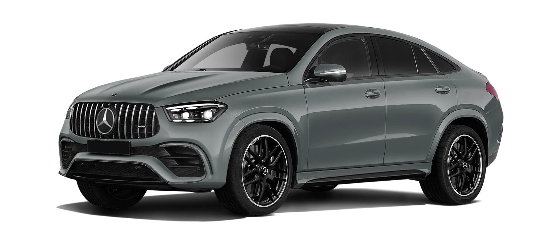 MERCEDES GLE COUPE 63 С167 FACELIFT 2023 - 2026 serienmäßige Frontansicht in Silicon Gray Farbe