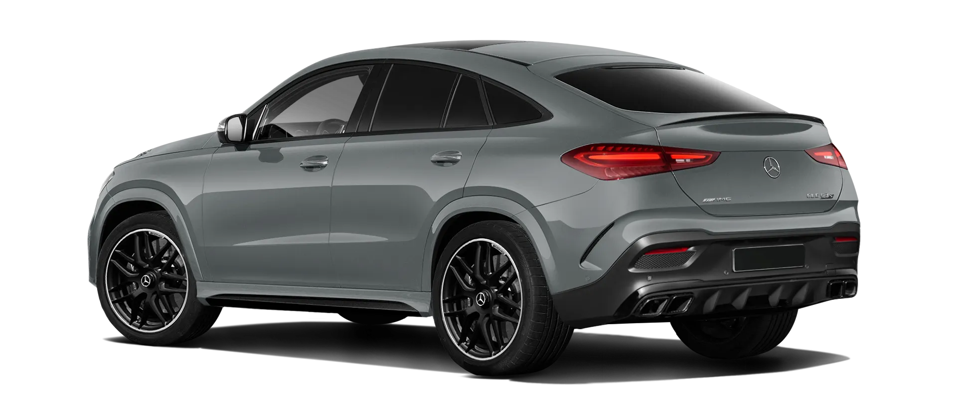 MERCEDES GLE COUPE 63 С167 FACELIFT 2023 - 2026 serienmäßige Rückansicht in Silicon Gray Farbe