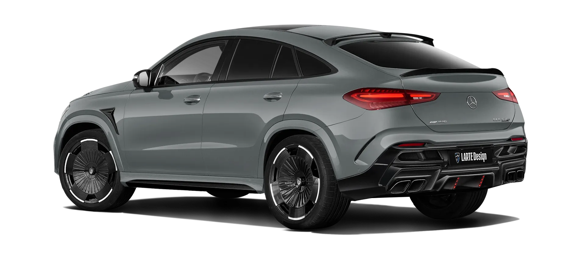 MERCEDES GLE COUPE 63 С167 FACELIFT 2023 - 2026 mit lackiertem Karosserie-Kit: Rückansicht in Silicon Gray