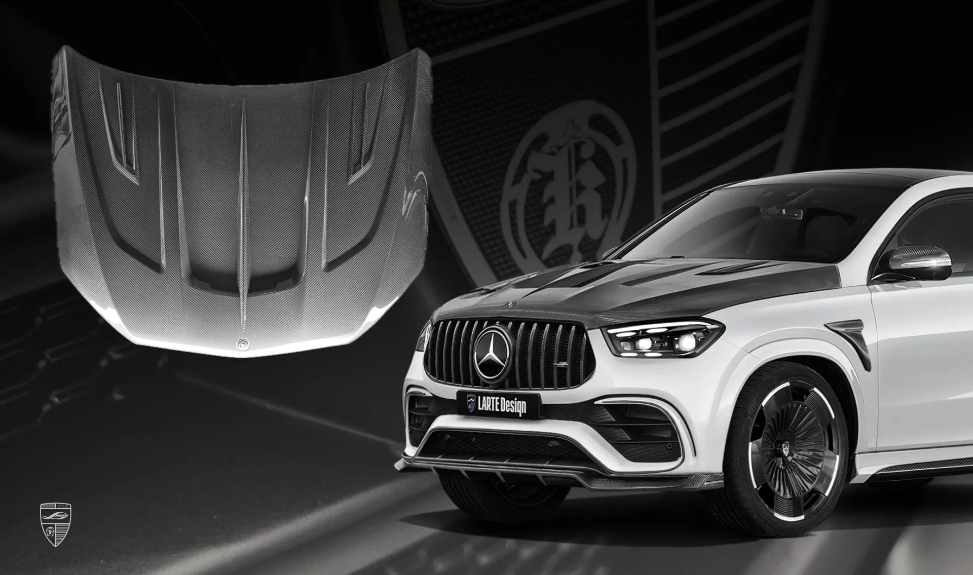 Carbonfaser-Motorhaube Upgrade für das Familienauto Mercedes GLE Coupé AMG 63 C167 Facelift von LARTE Design