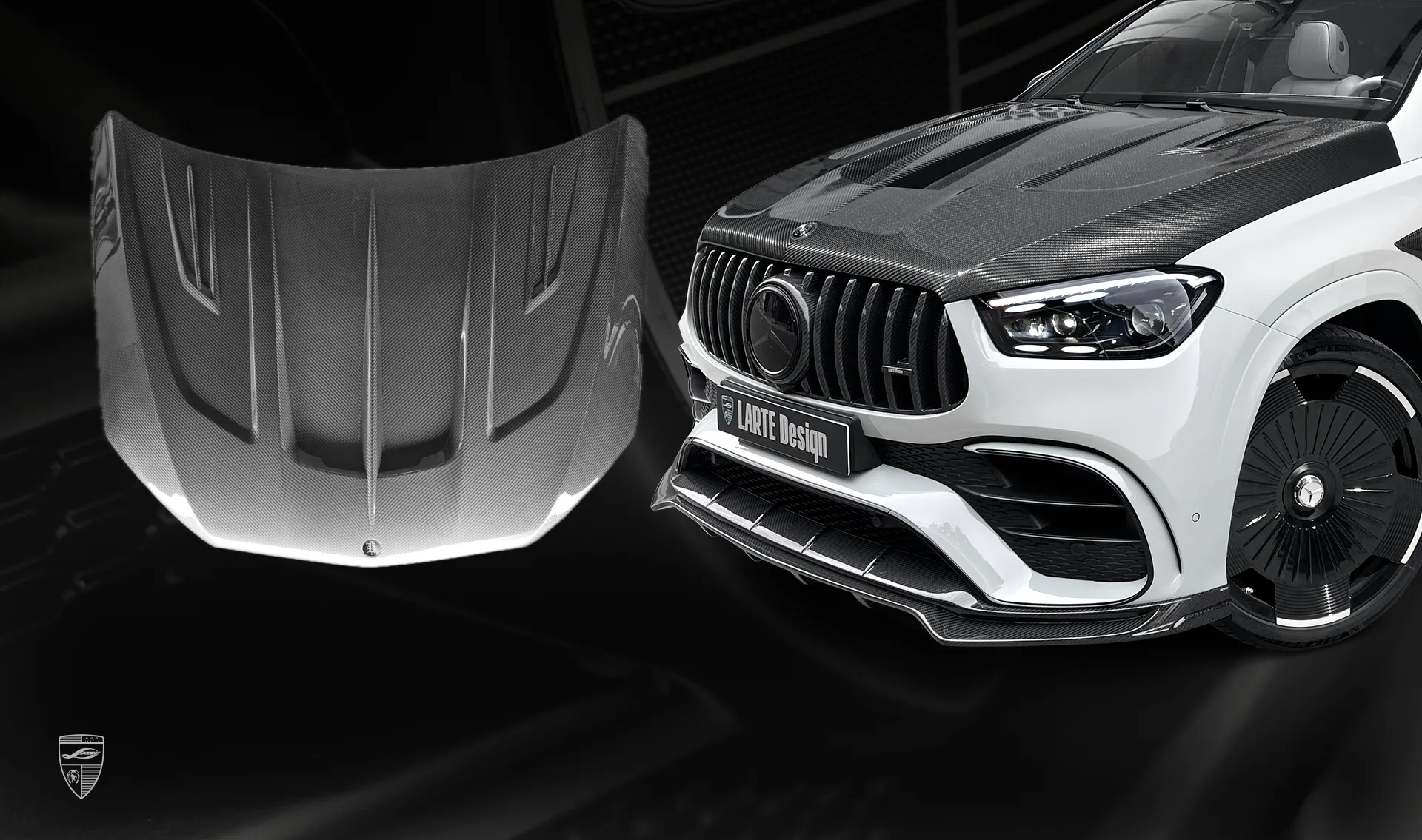 Carbonfaser-Motorhaube Upgrade für den Luxuswagen Mercedes GLE Coupé AMG 63 C167 Facelift von LARTE Design