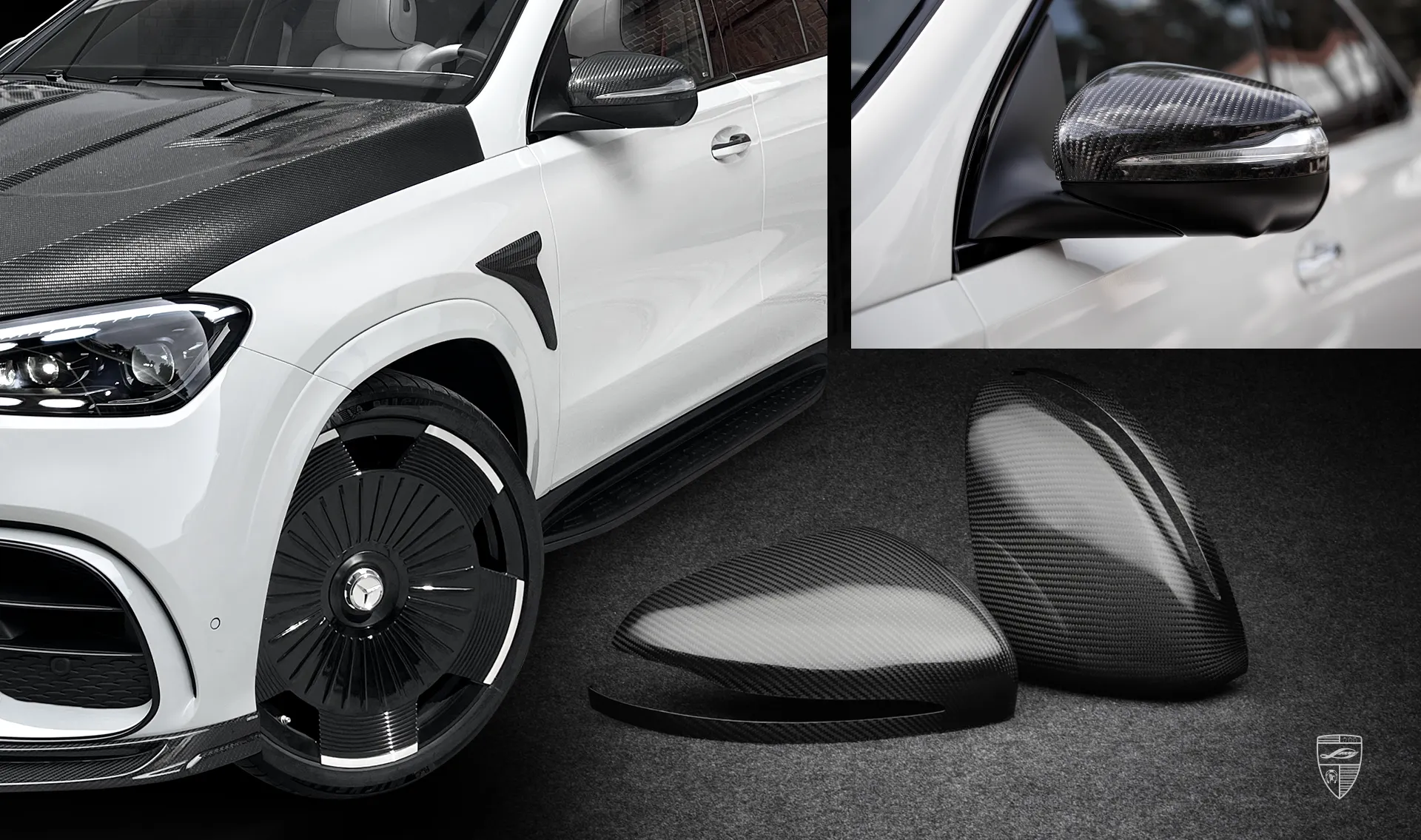 Carbonfaser-Spiegelkappen Upgrade für den Luxuswagen GLE Coupé AMG 63 C167 Facelift von LARTE Design