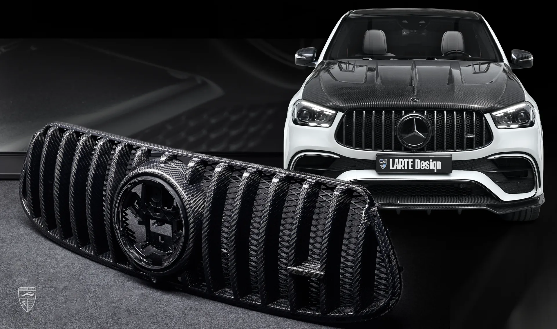 Carbonfaser-Kühlergrill Upgrade für den Luxuswagen GLE Coupé AMG 63 C167 Facelift von LARTE Design