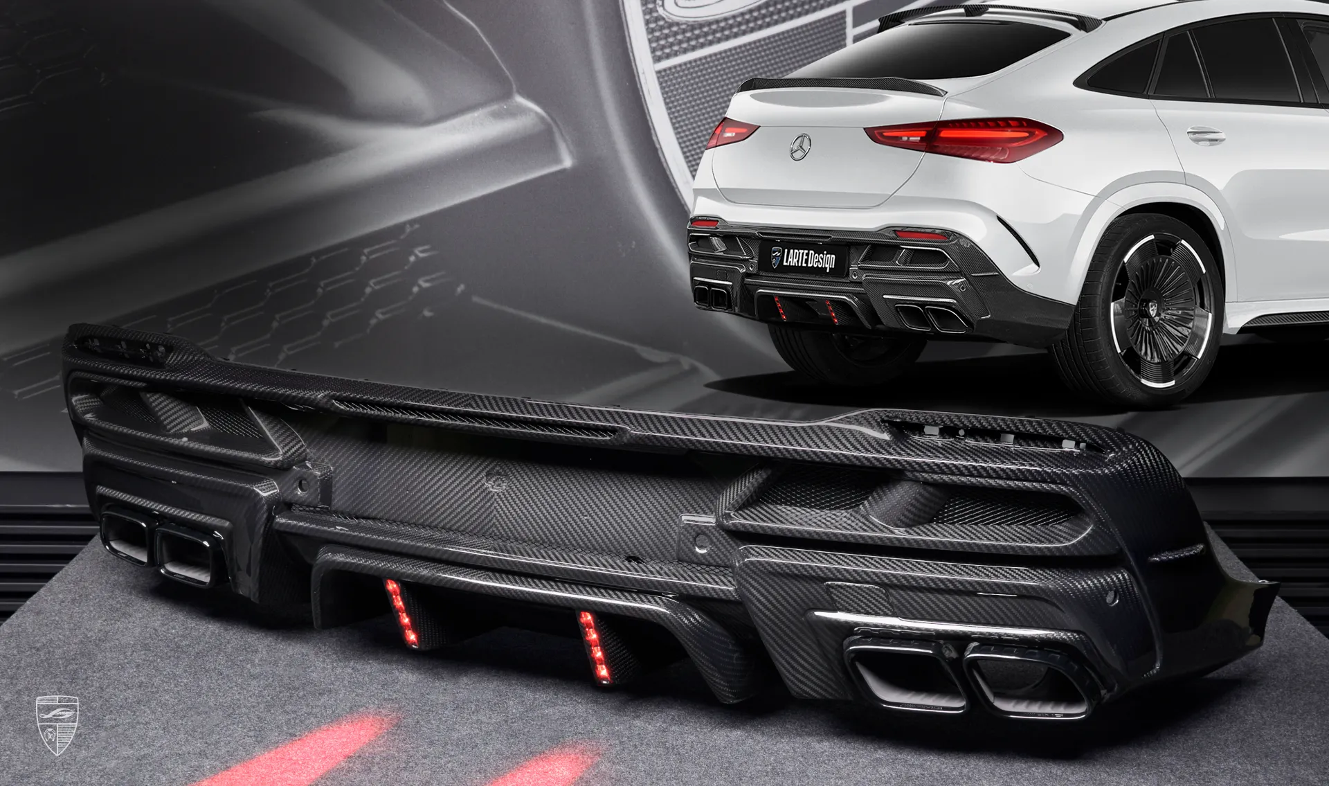 Carbonfaser-Heckdiffusor Upgrade für das Familienauto GLE Coupé AMG 63 C167 Facelift von LARTE Design
