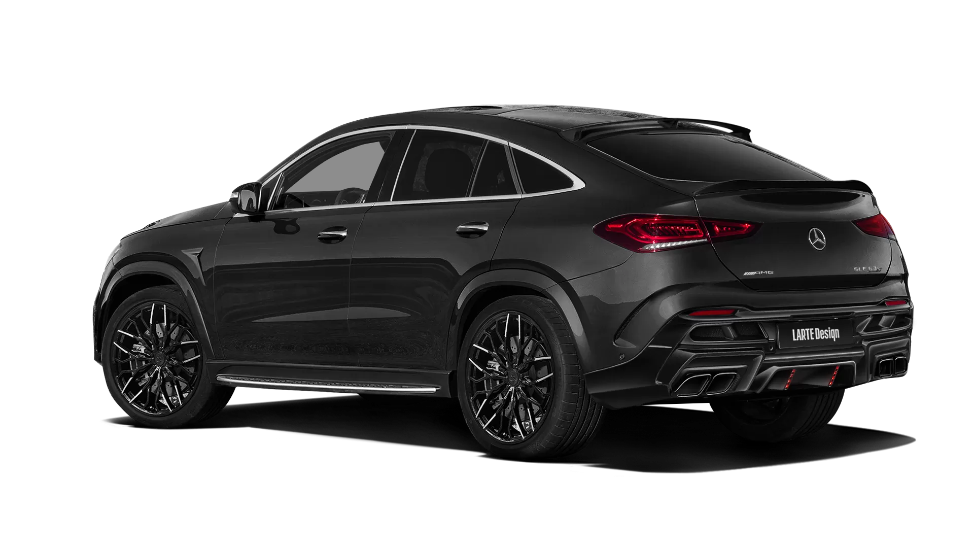 Mercedes GLE Coupe AMG 63 C167 with painted body kit: rear view shown in Black Non-Metallic