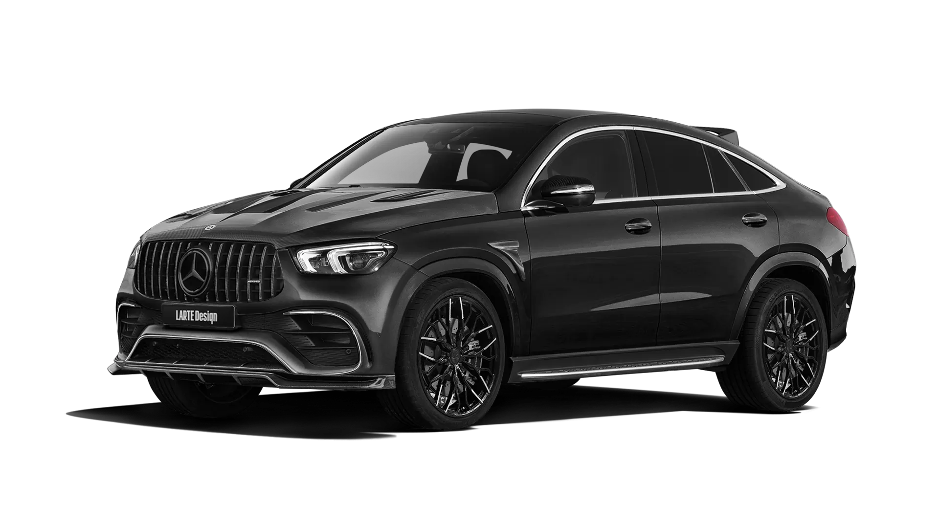Mercedes GLE Coupe AMG 63 C167 with carbon body kit: front view shown in Black Non-Metallic