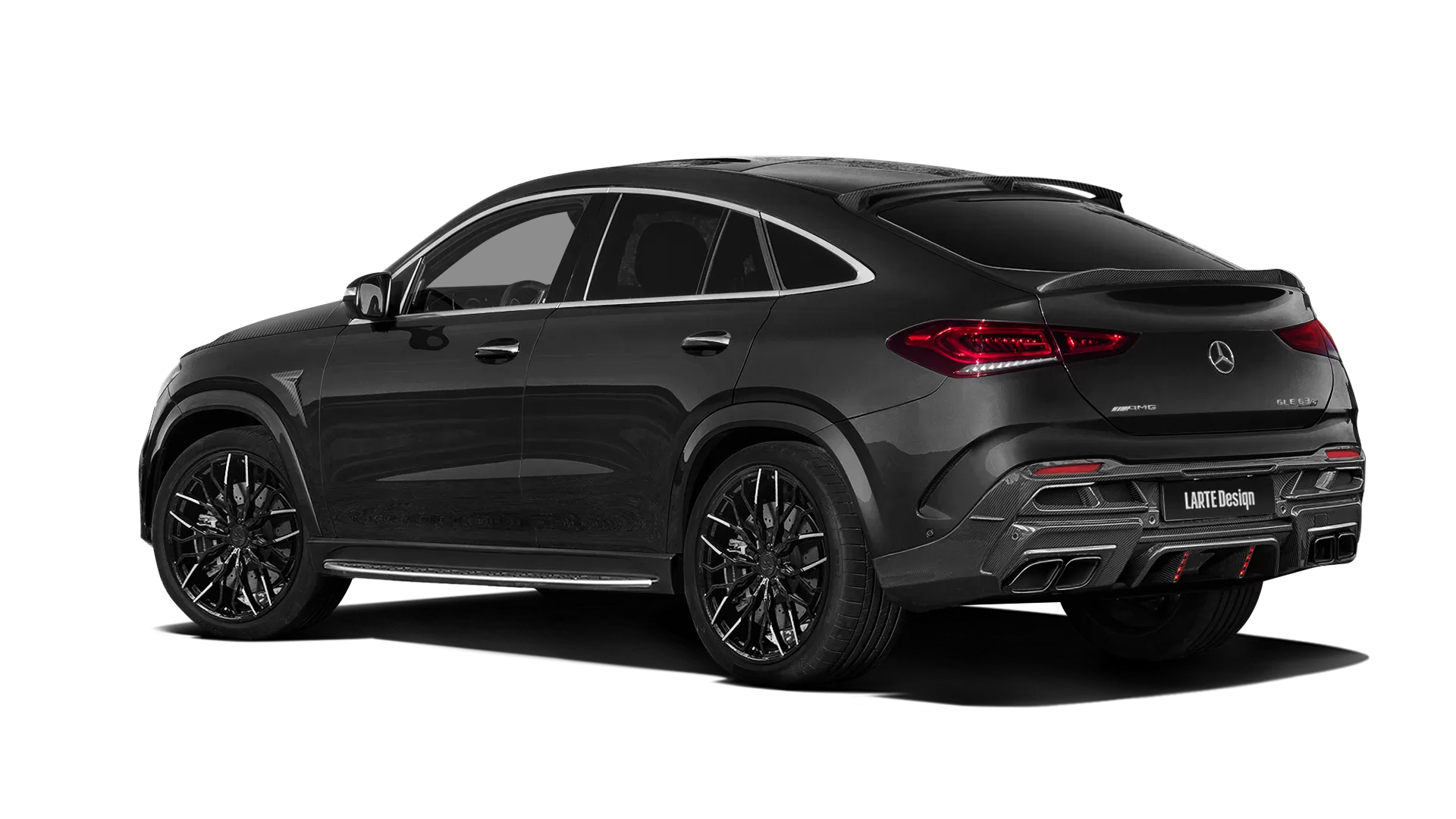 Mercedes GLE Coupe AMG 63 C167 with carbon body kit: back view shown in Black Non-Metallic