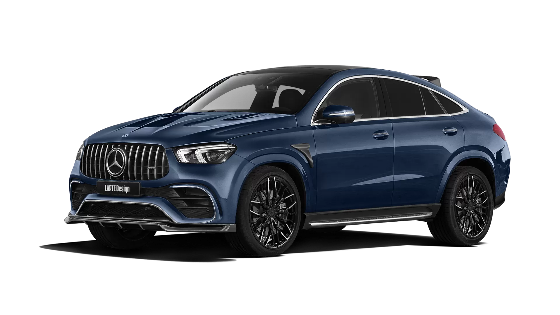 Mercedes GLE Coupe AMG 63 C167 with painted body kit: front view shown in Cavansite Blue