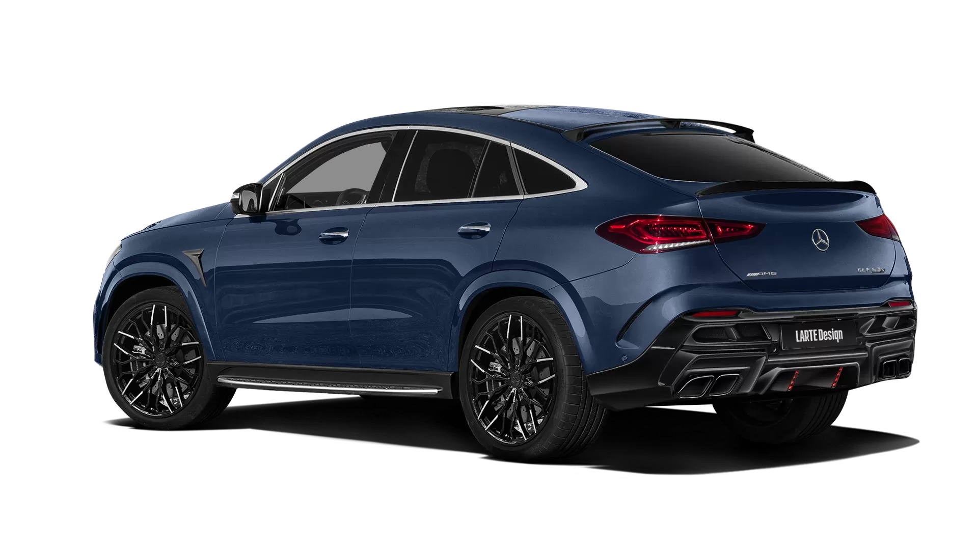 Mercedes GLE Coupe AMG 63 C167 with painted body kit: rear view shown in Cavansite Blue