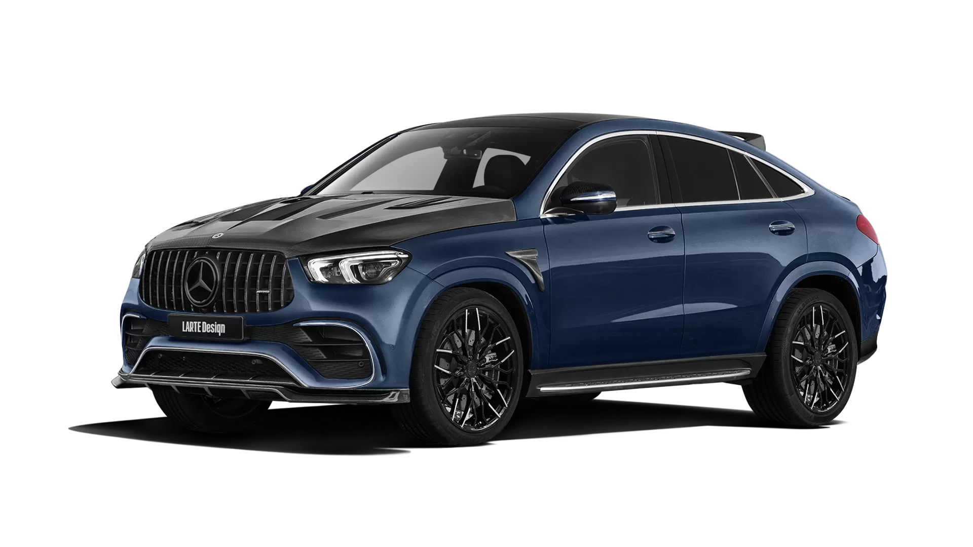 Mercedes GLE Coupe AMG 63 C167 with carbon body kit: front view shown in Cavansite Blue