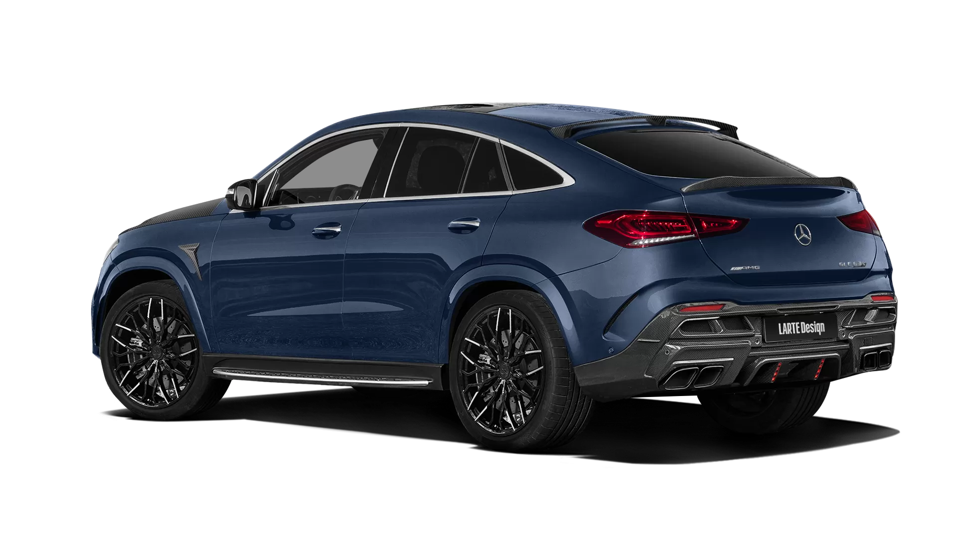 Mercedes GLE Coupe AMG 63 C167 with carbon body kit: back view shown in Cavansite Blue