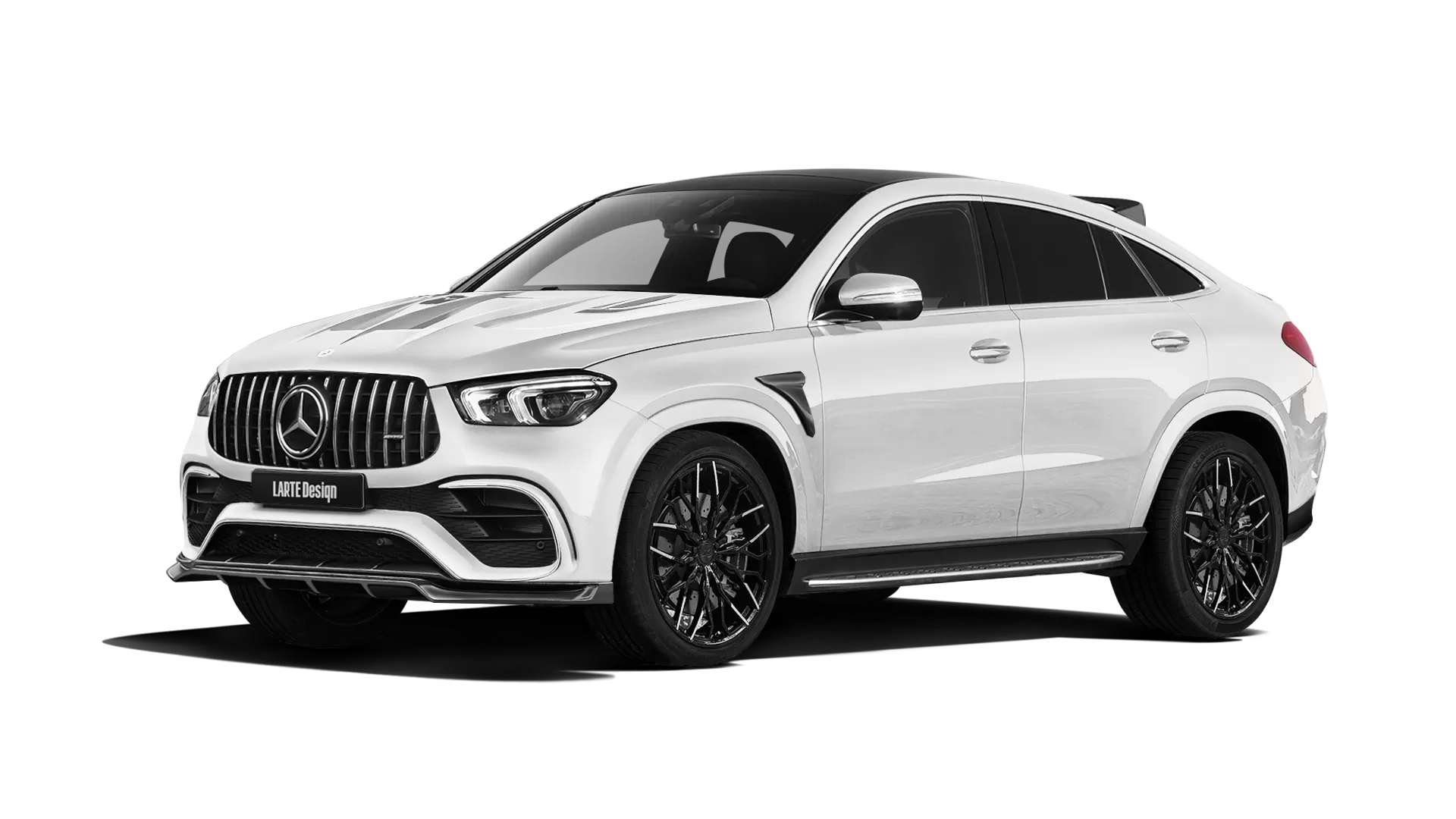 Mercedes GLE Coupe AMG 63 C167 with painted body kit: front view shown in Diamond White
