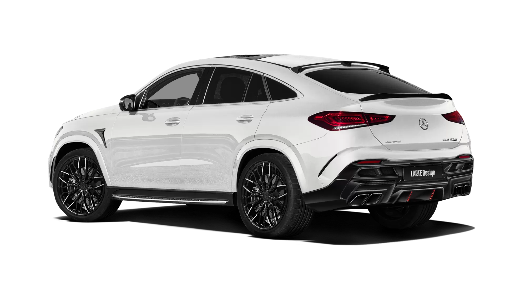 Mercedes GLE Coupe AMG 63 C167 with painted body kit: rear view shown in Diamond White