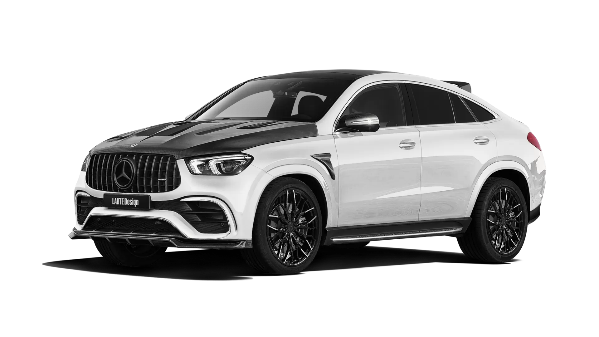 Mercedes GLE Coupe AMG 63 C167 with carbon body kit: front view shown in Diamond White