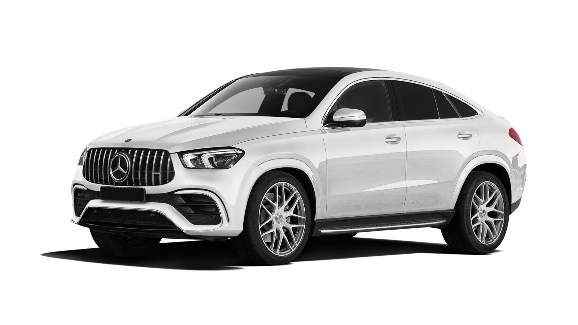 Mercedes GLE Coupe AMG 63 C167 stock front view in Diamond White color