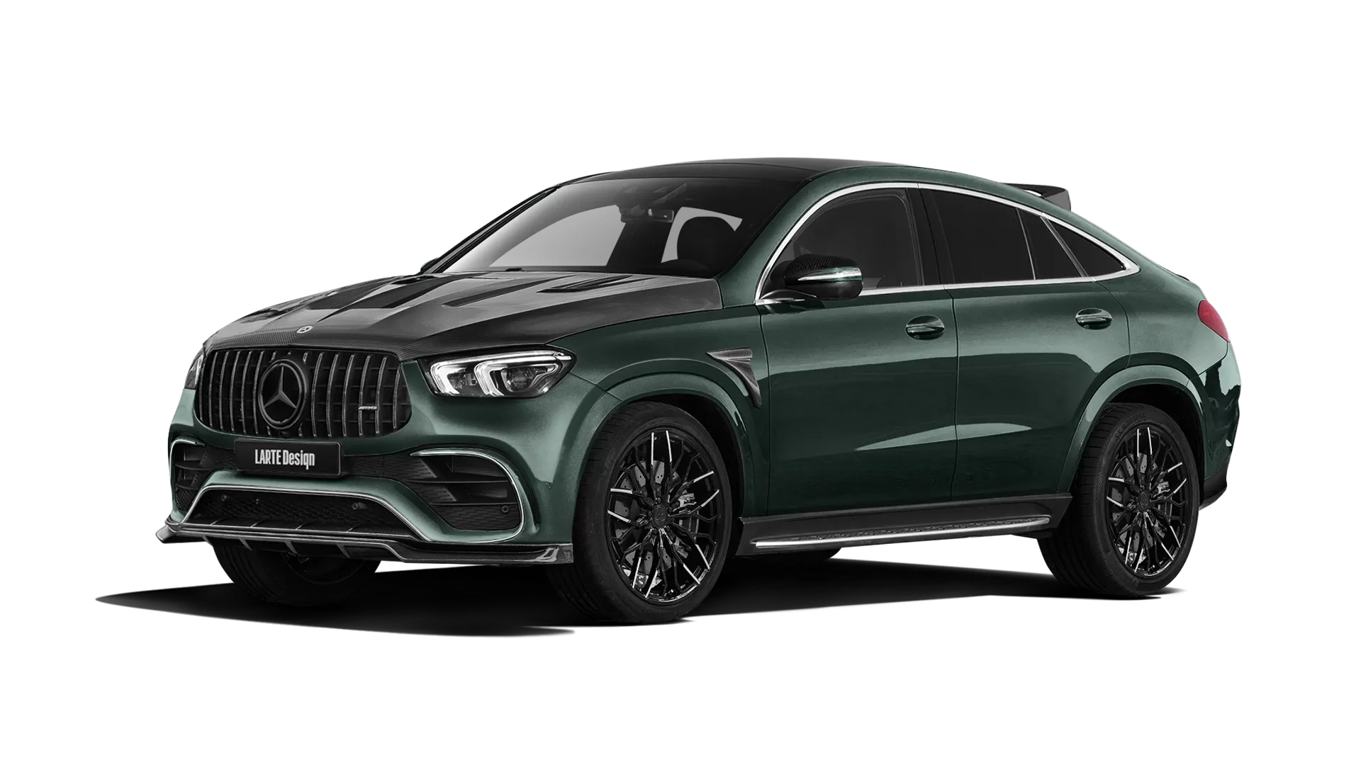 Mercedes GLE Coupe AMG 63 C167 with carbon body kit: front view shown in Emerald Green