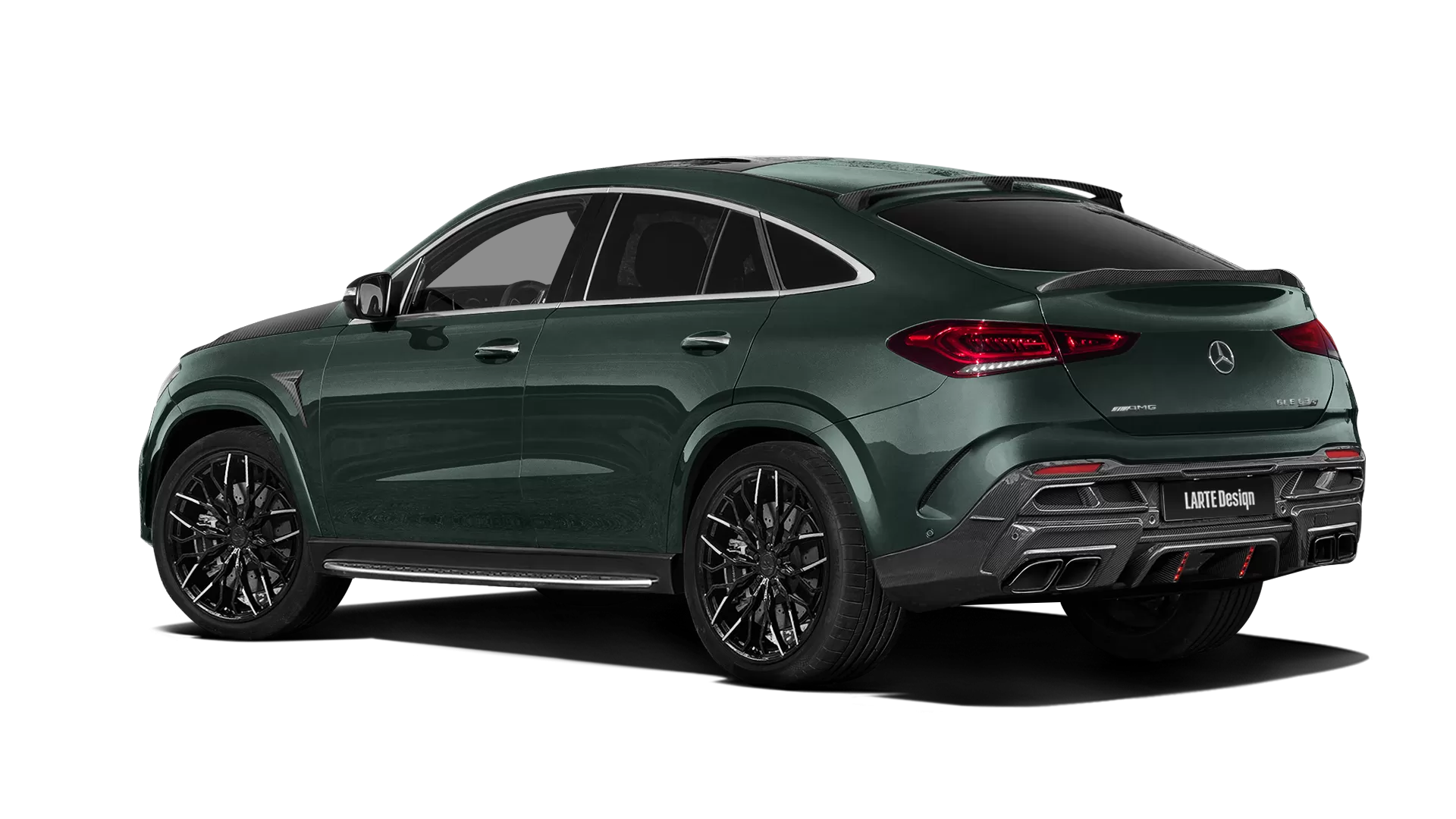 Mercedes GLE Coupe AMG 63 C167 with carbon body kit: back view shown in Emerald Green