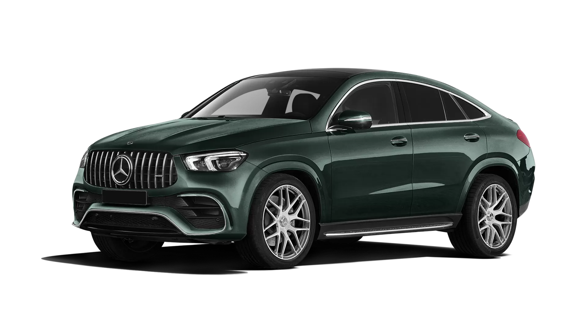 Mercedes GLE Coupe AMG 63 C167 with painted body kit: front view shown in Emerald Green