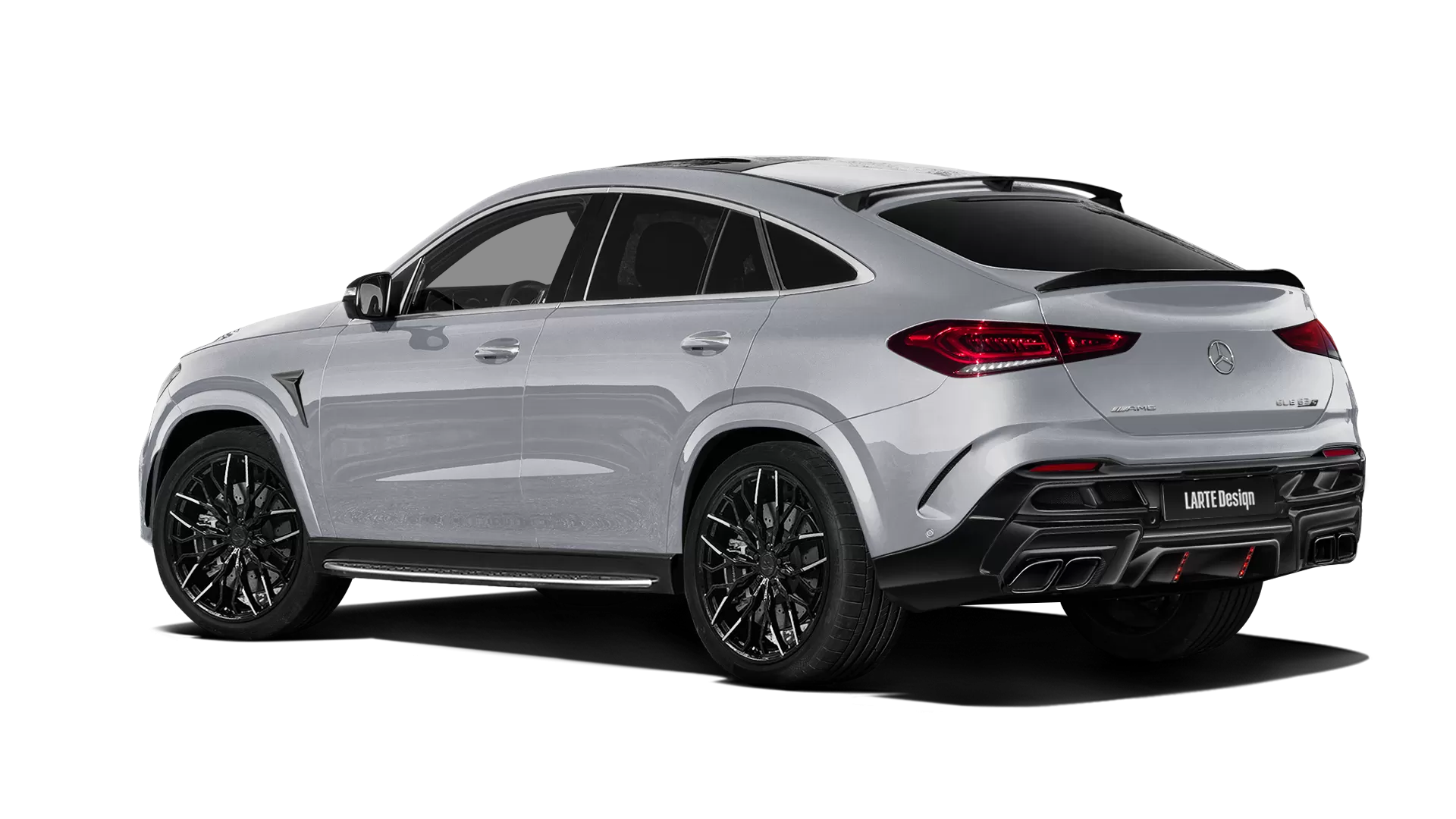 Mercedes GLE Coupe AMG 63 C167 with painted body kit: rear view shown in High Tech Silver