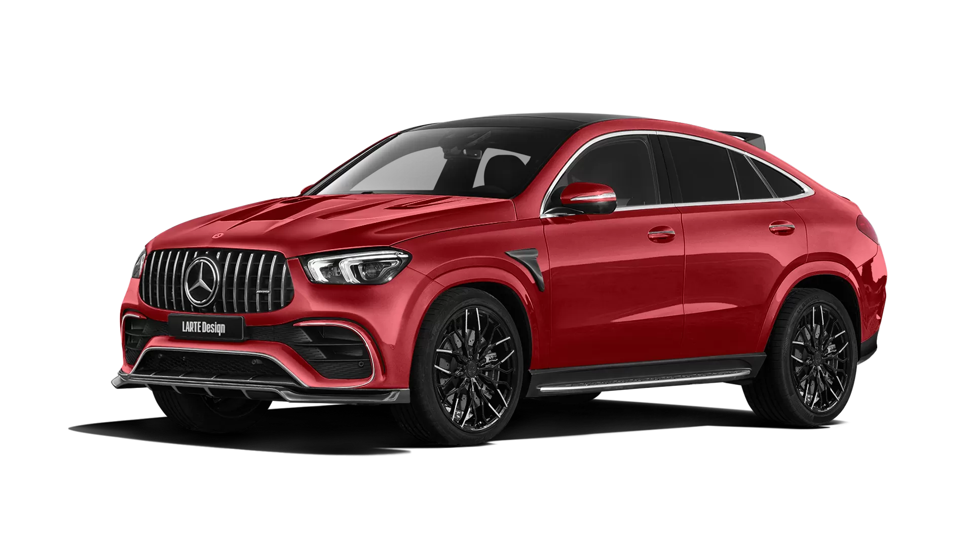 Mercedes GLE Coupe AMG 63 C167 with painted body kit: front view shown in Hyacinthe Red