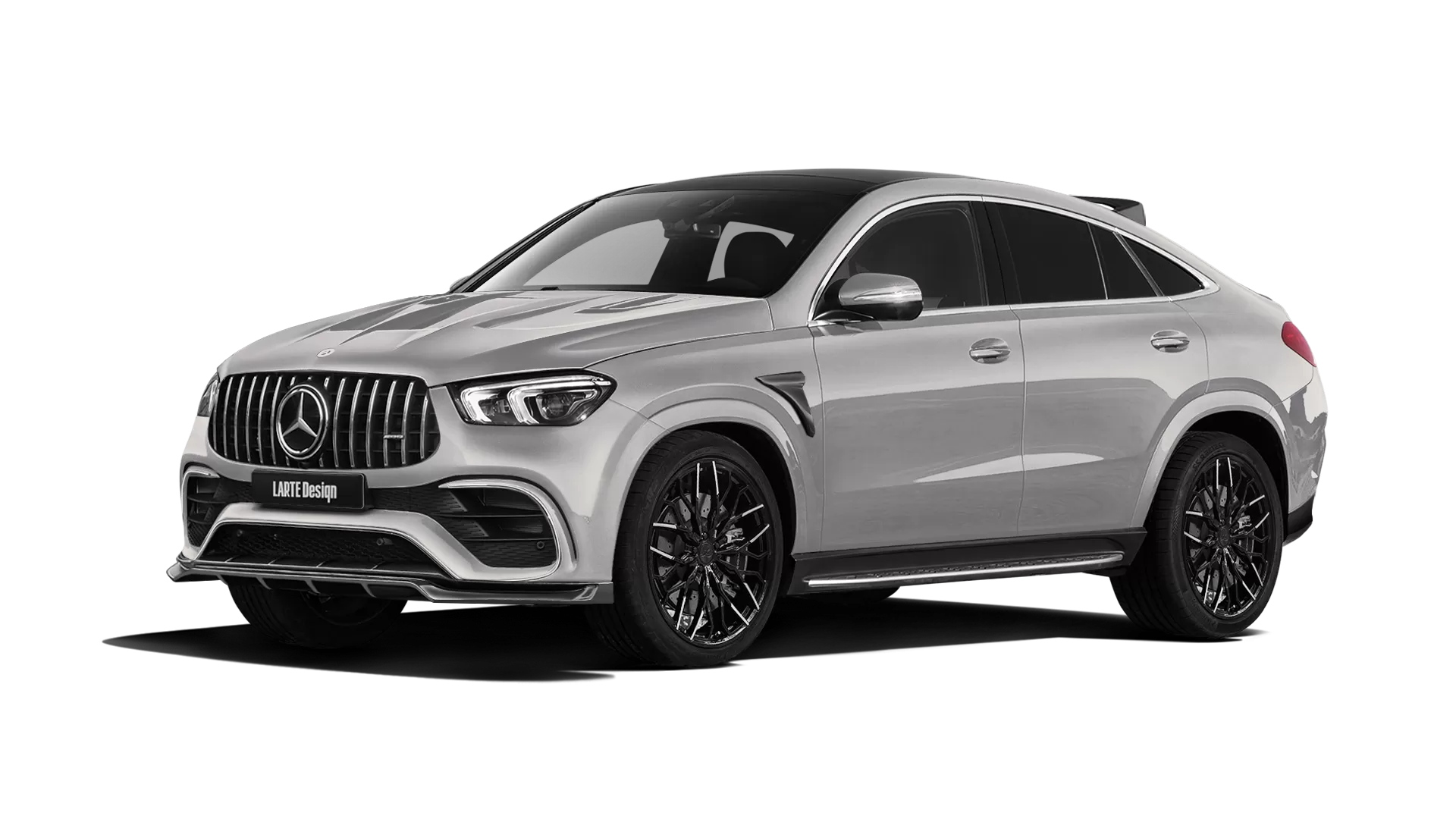 Mercedes GLE Coupe AMG 63 C167 with painted body kit: front view shown in Mojave Silver