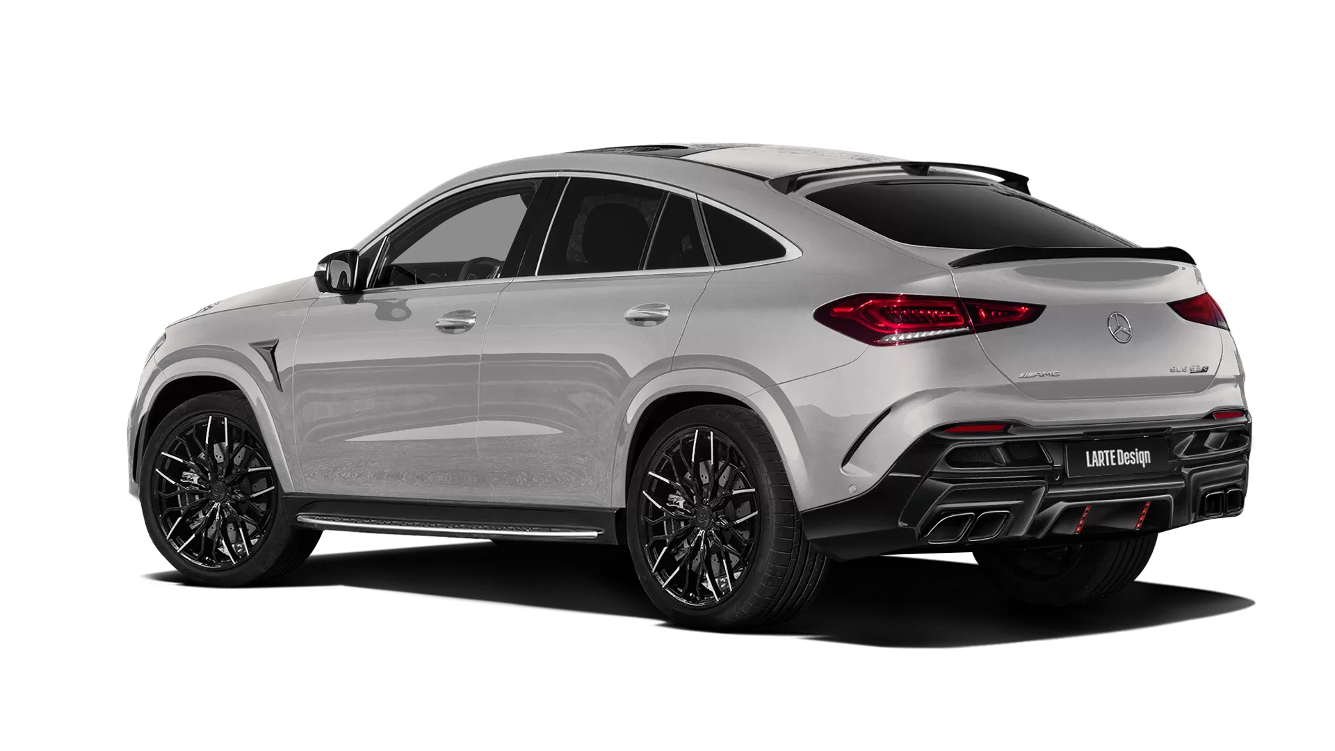 Mercedes GLE Coupe AMG 63 C167 with painted body kit: rear view shown in Mojave Silver