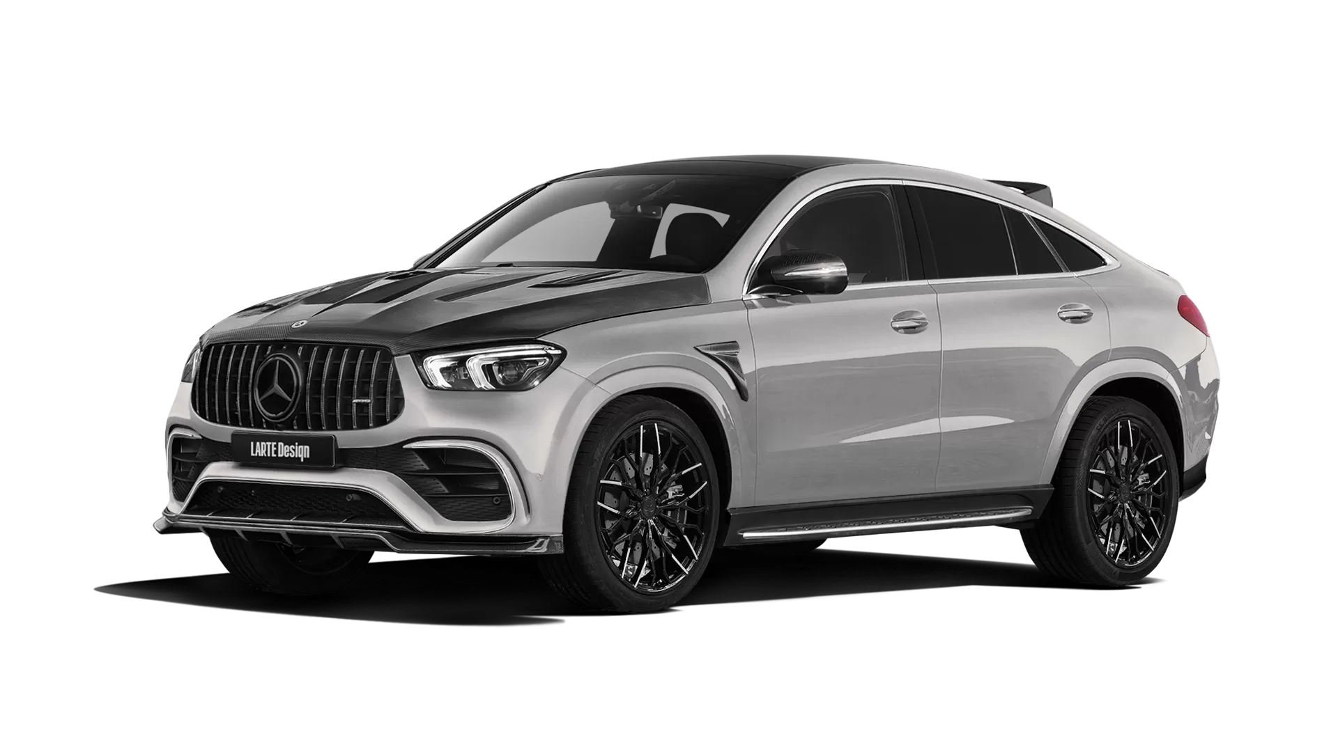 Mercedes GLE Coupe AMG 63 C167 with carbon body kit: front view shown in Mojave Silver