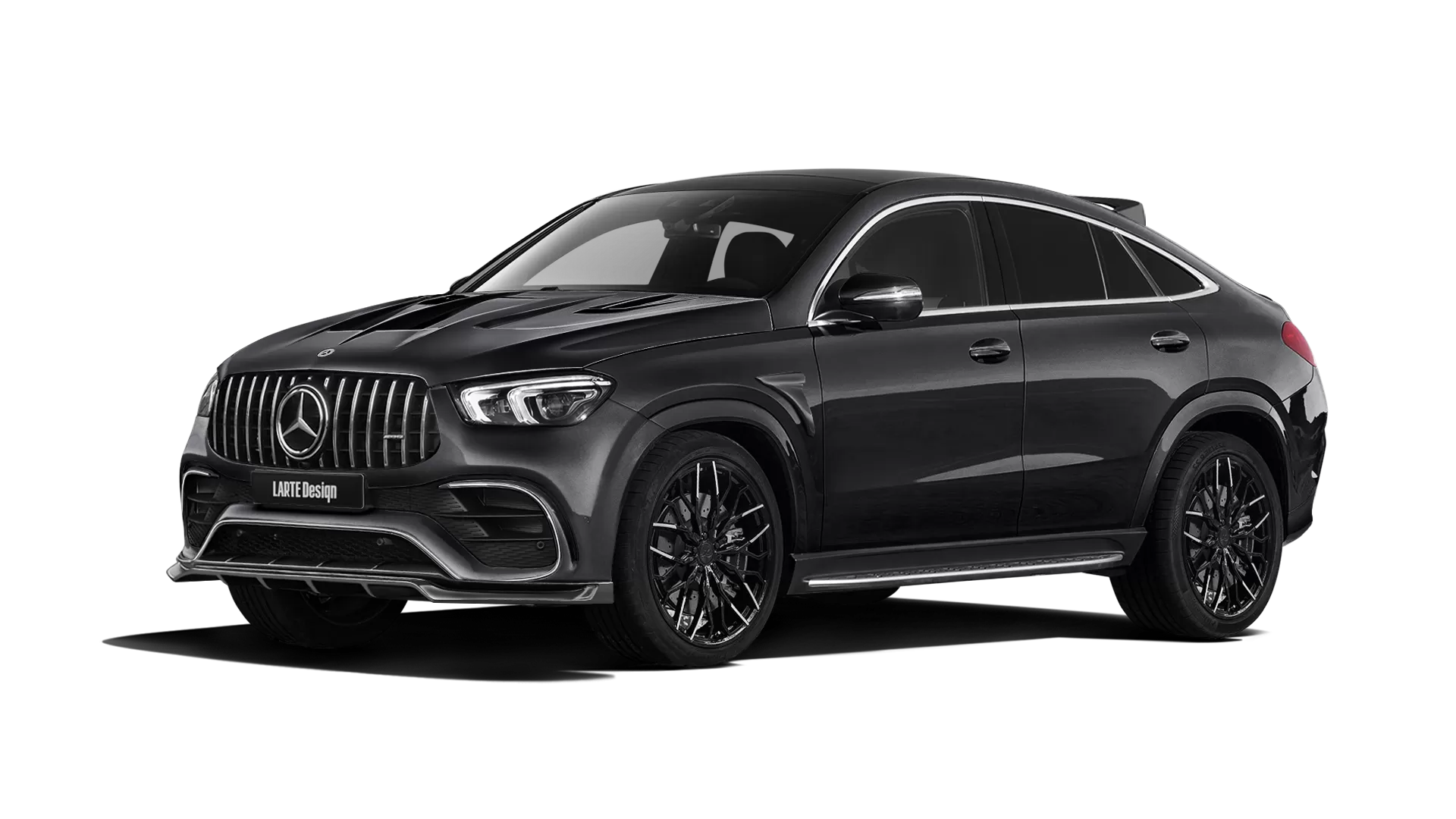 Mercedes GLE Coupe AMG 63 C167 with painted body kit: front view shown in Obsidian Black