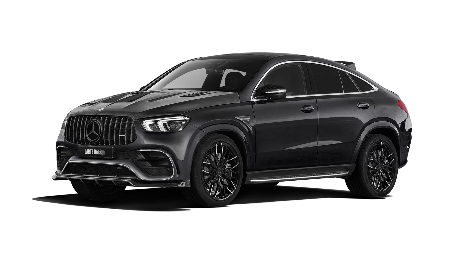 Mercedes GLE Coupe AMG 63 C167 with carbon body kit: front view shown in Obsidian Black