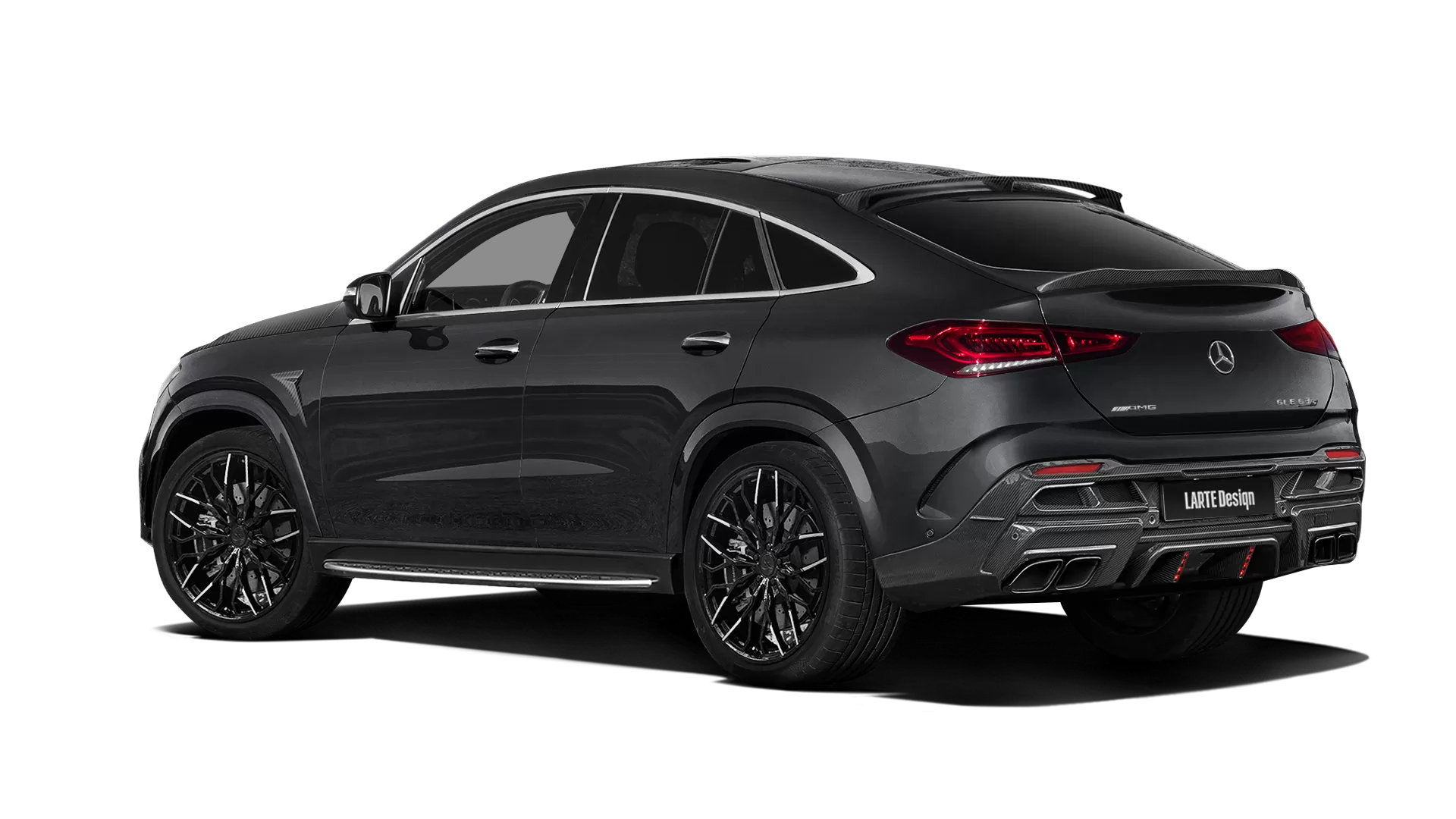 Mercedes GLE Coupe AMG 63 C167 with carbon body kit: back view shown in Obsidian Black
