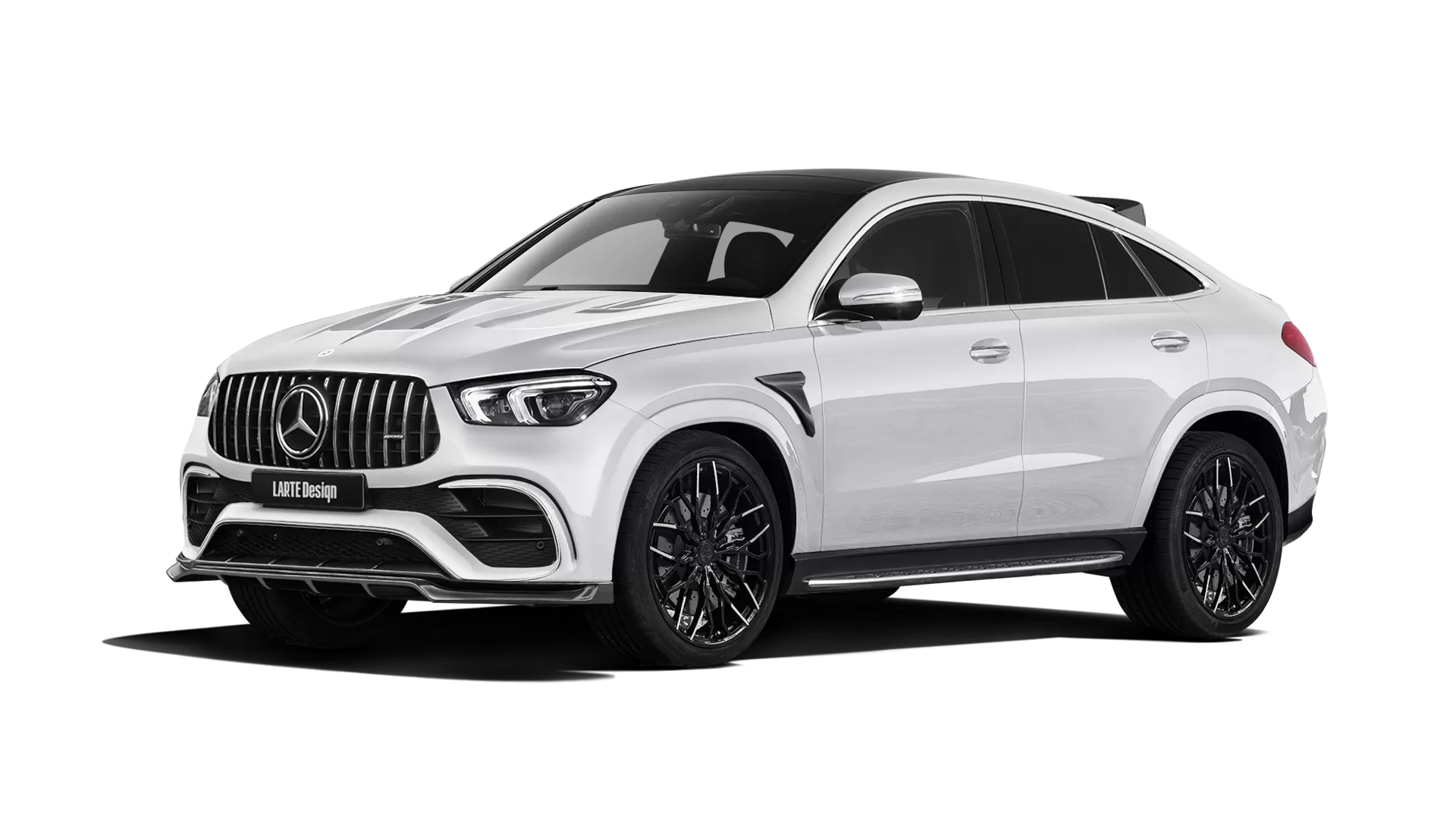 Mercedes GLE Coupe AMG 63 C167 with painted body kit: front view shown in Polar White