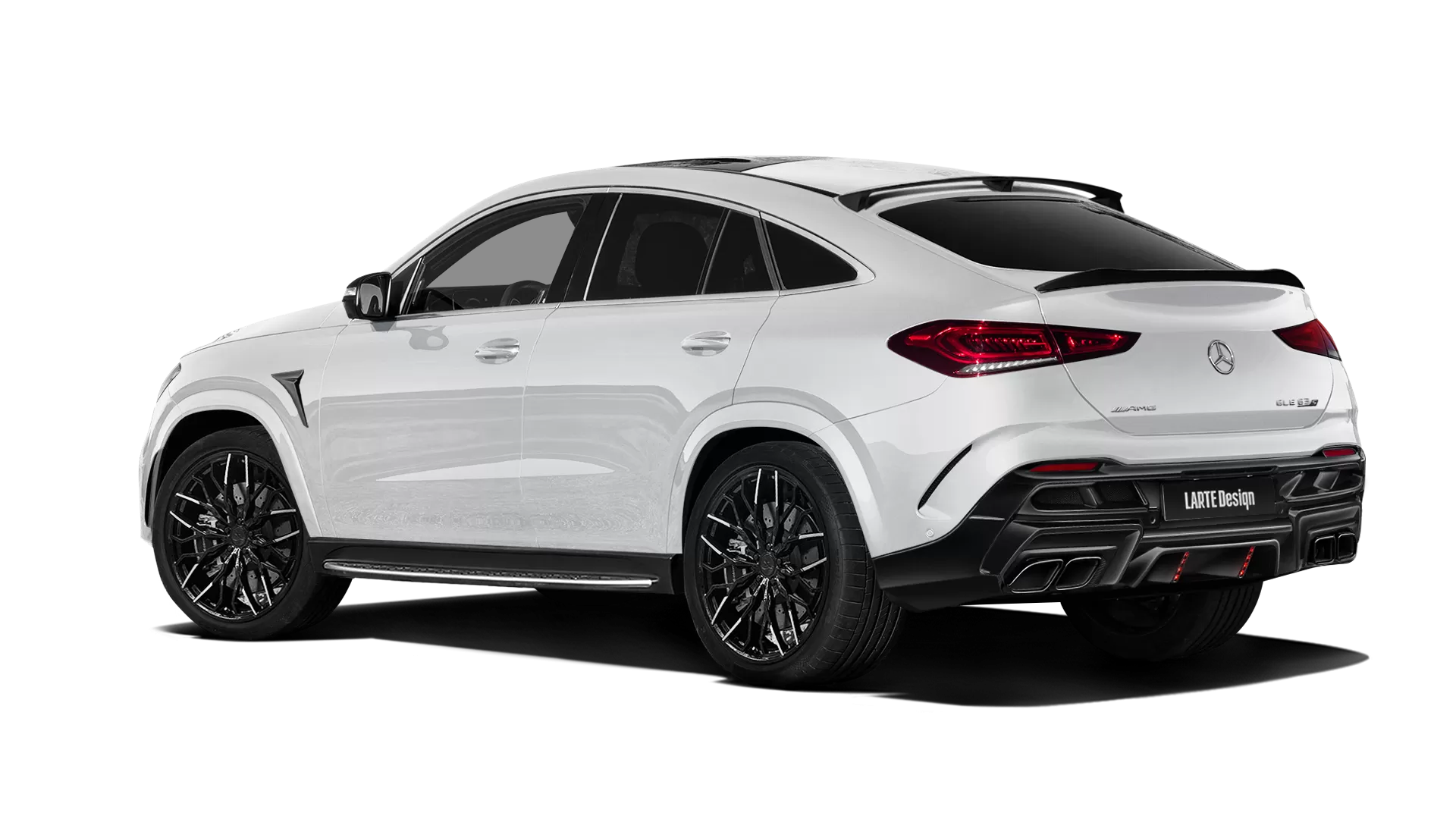 Mercedes GLE Coupe AMG 63 C167 with painted body kit: rear view shown in Polar White