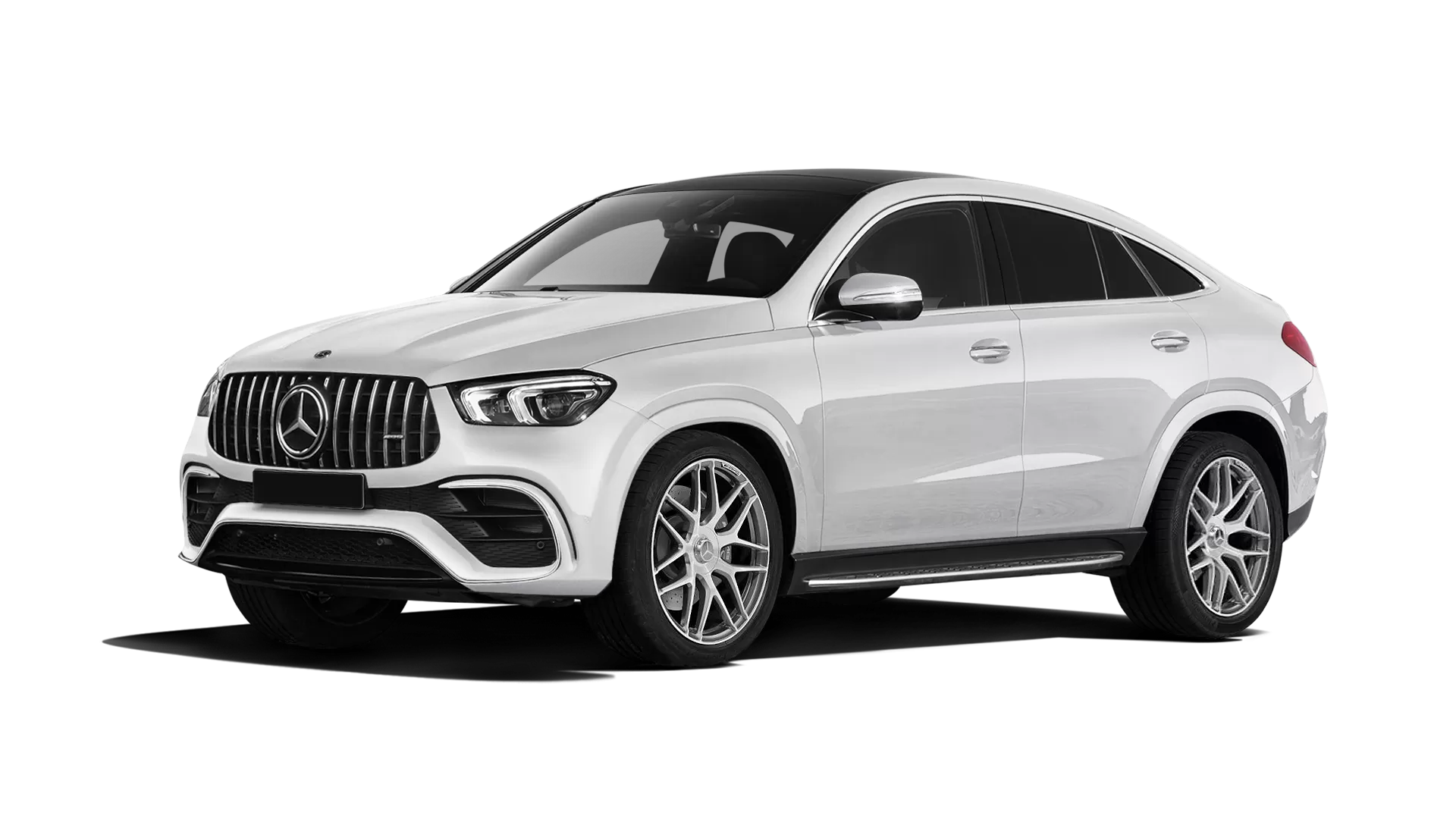 Mercedes GLE Coupe AMG 63 C167 stock front view in Polar White color