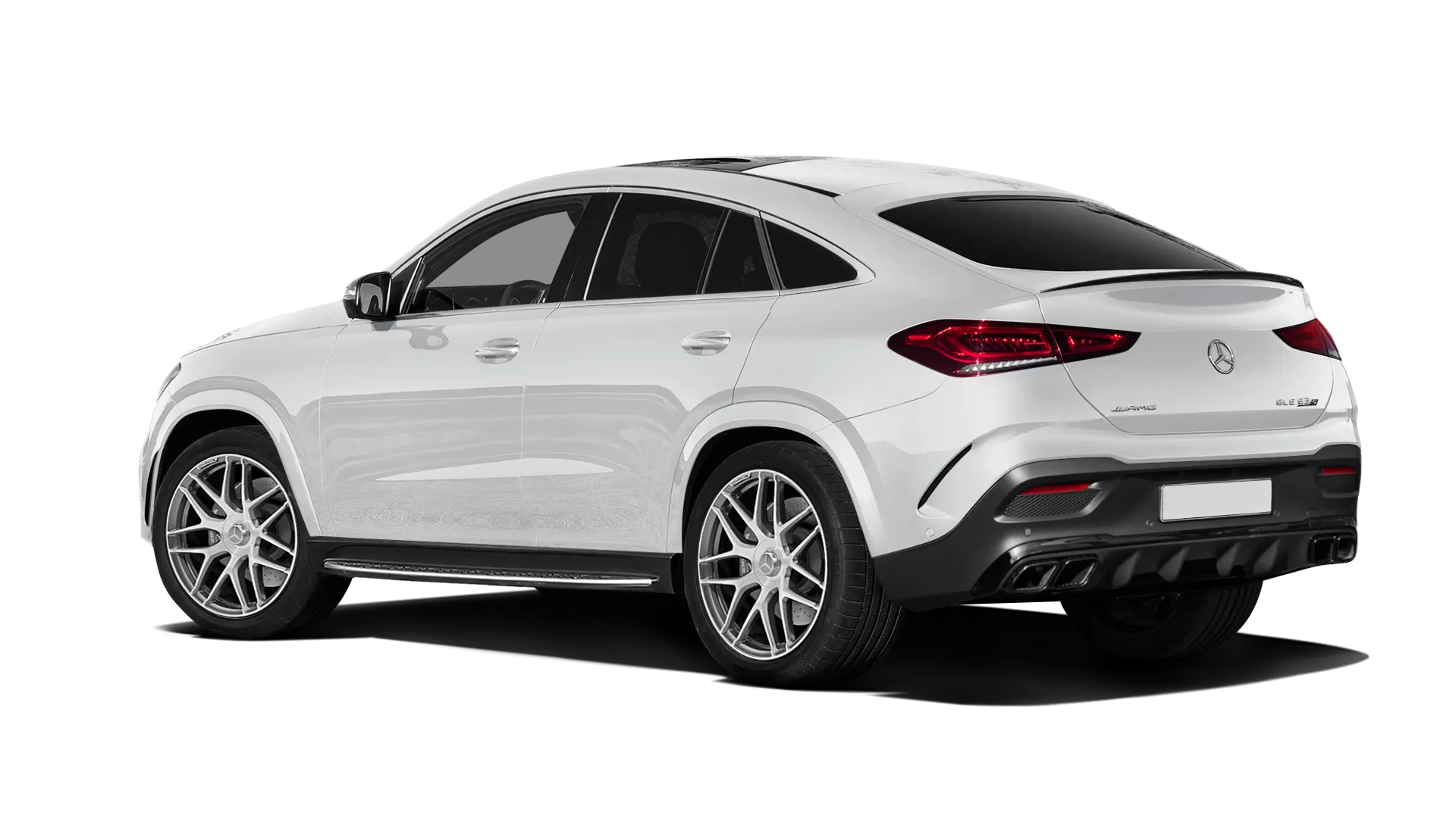 Mercedes GLE Coupe AMG 63 C167 stock rear view in Polar White color