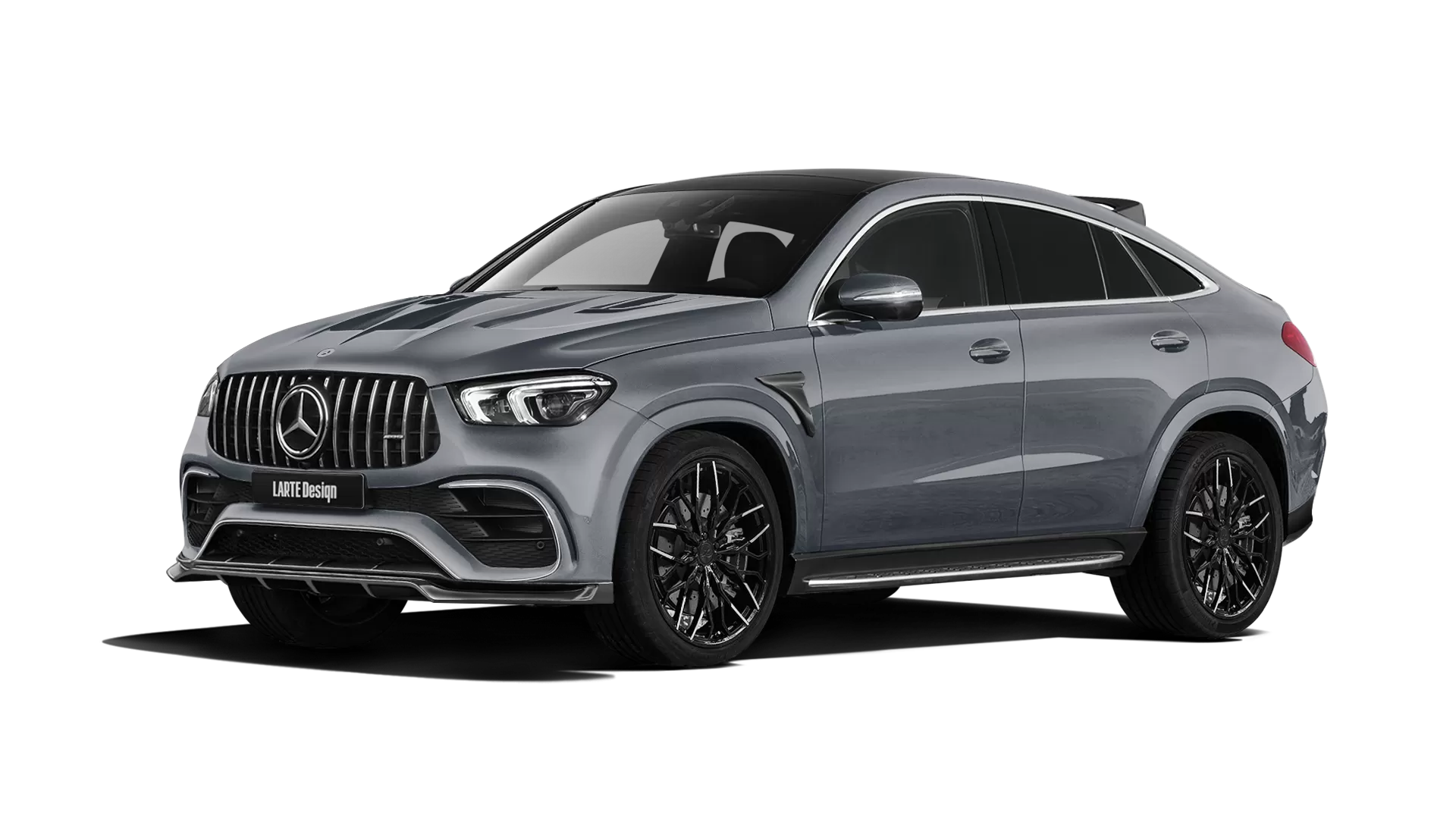 Mercedes GLE Coupe AMG 63 C167 with painted body kit: front view shown in Selenite Grey