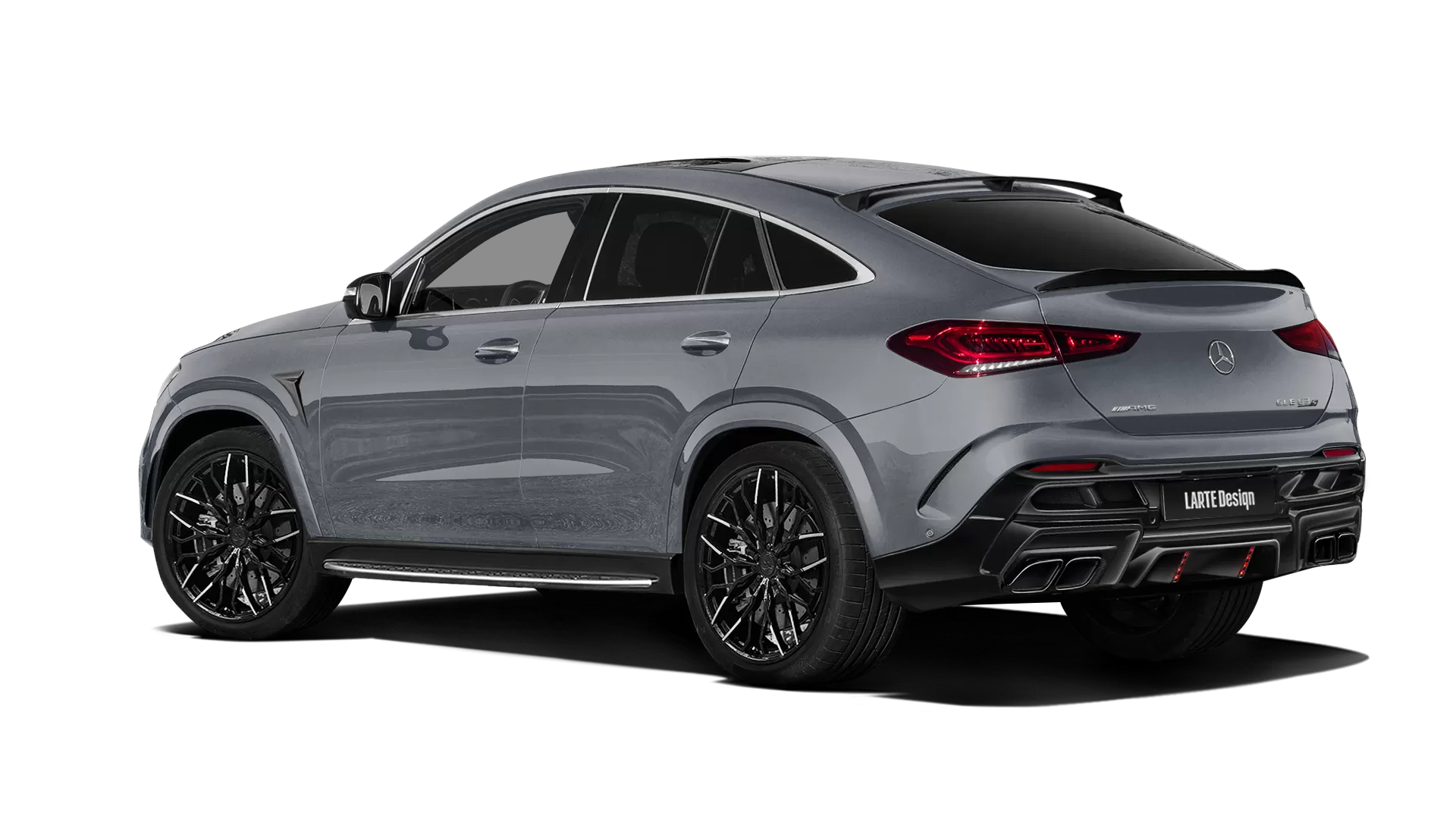 Mercedes GLE Coupe AMG 63 C167 with painted body kit: rear view shown in Selenite Grey
