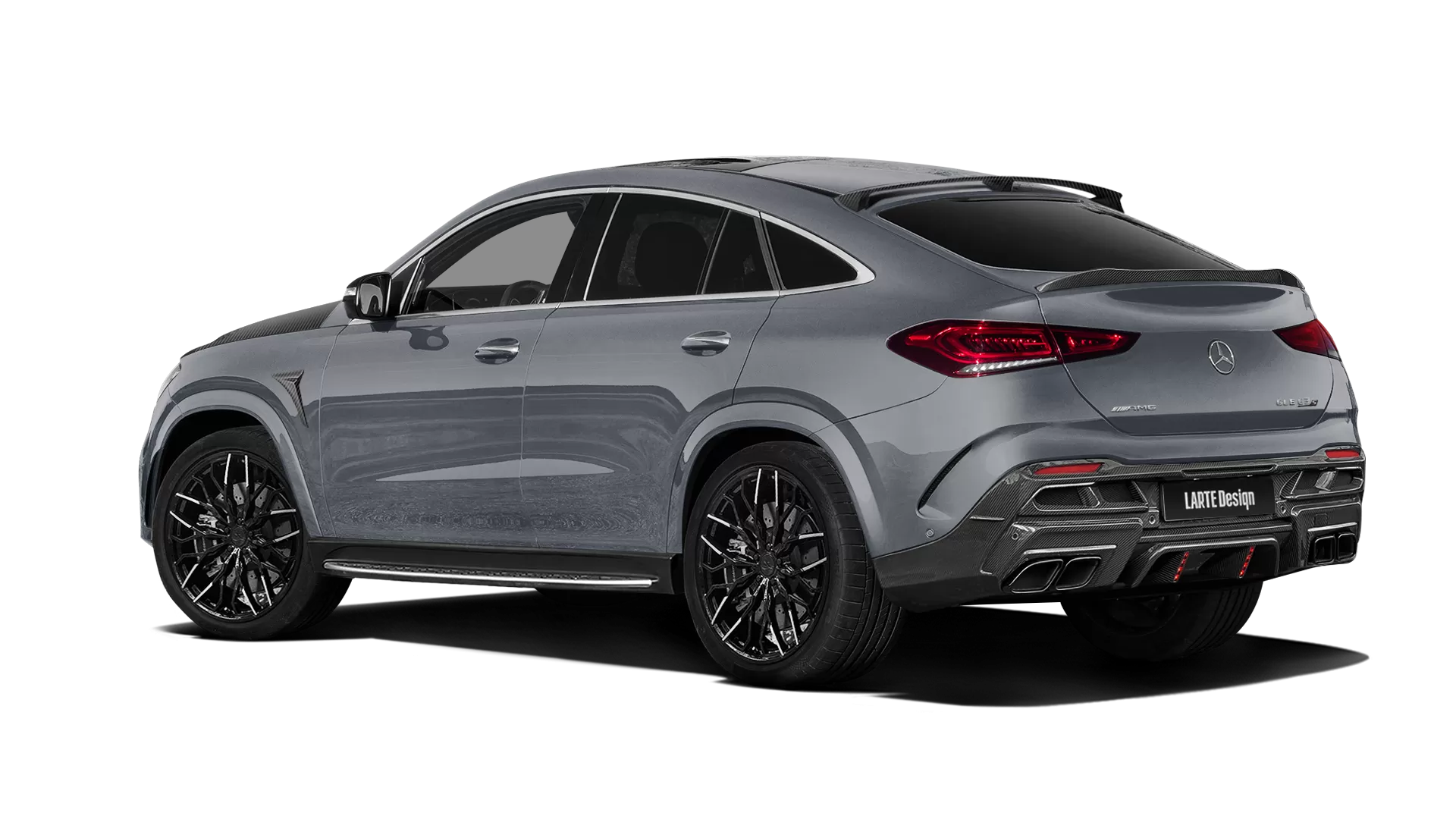Mercedes GLE Coupe AMG 63 C167 with carbon body kit: back view shown in Selenite Grey