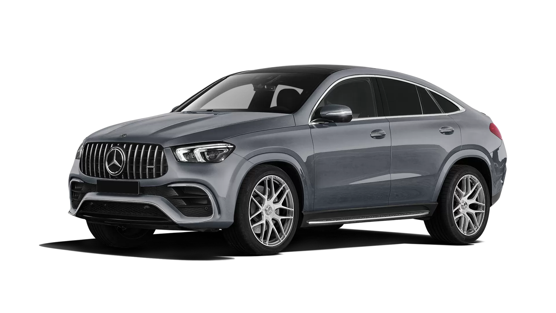 Mercedes GLE Coupe AMG 63 C167 stock front view in Selenite Grey color