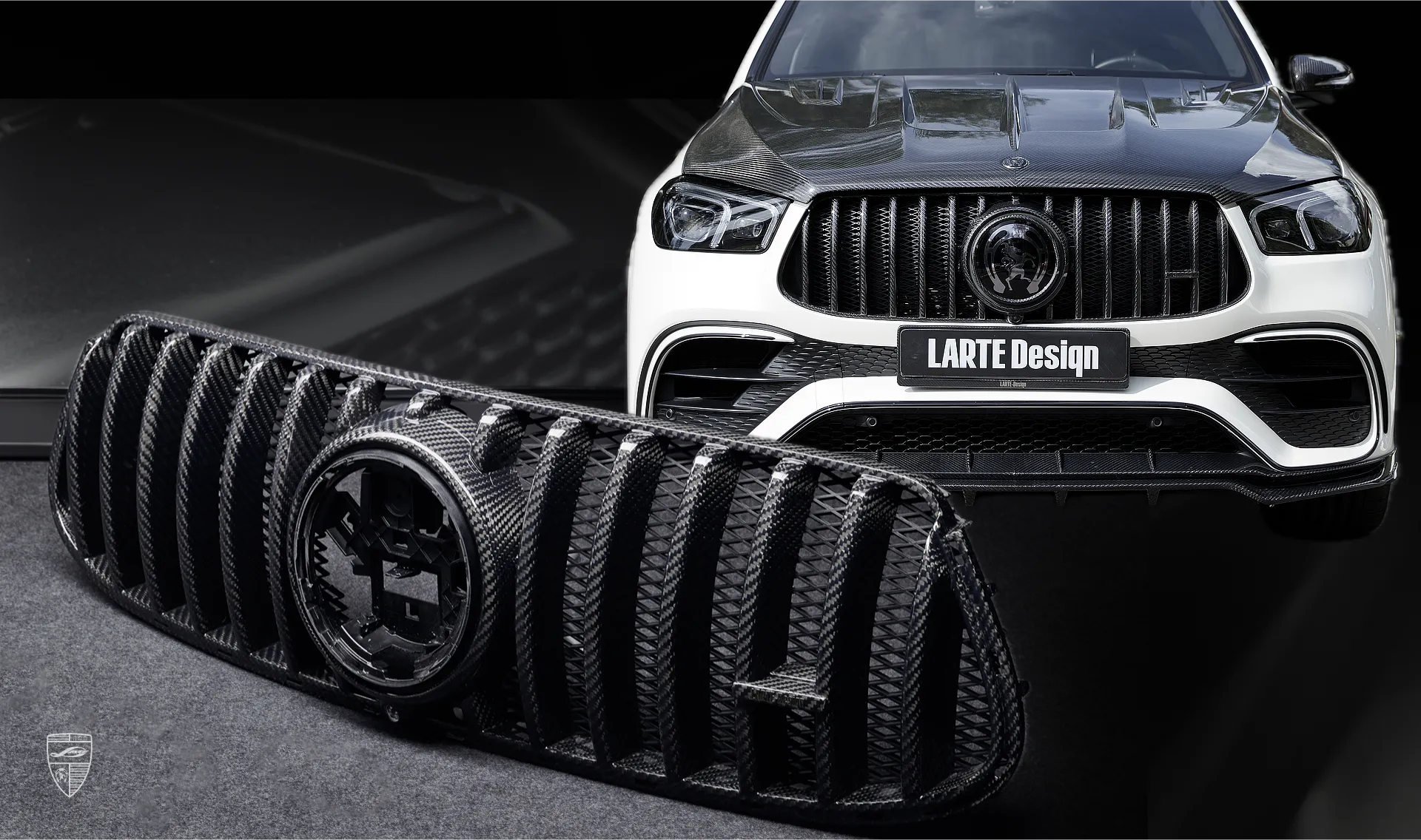 Grille trim upgrade for the family car Mercedes GLE Coupe AMG 63 C167 from LARTE Design