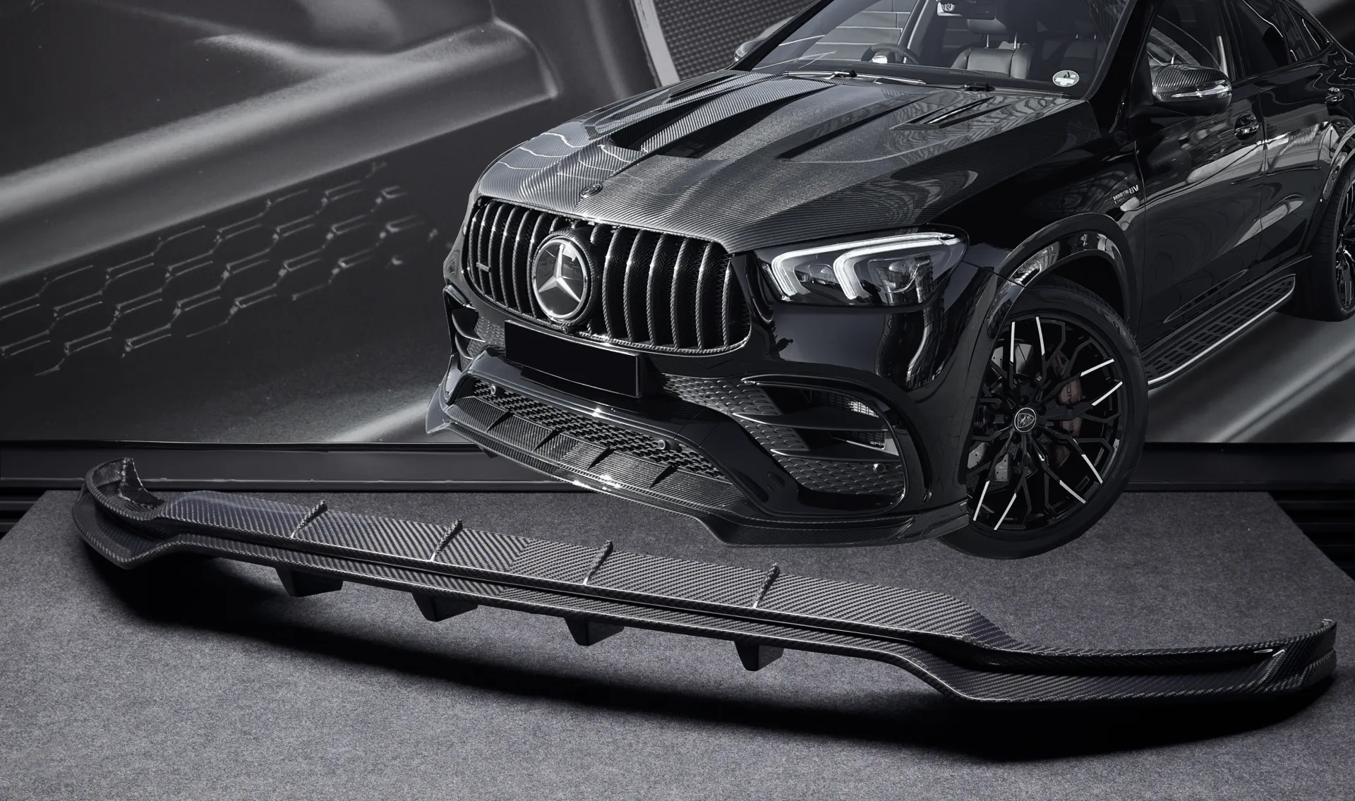 Front bumper splitter for your GLE Coupe AMG 63 C167 in a conversion kit from LARTE Design