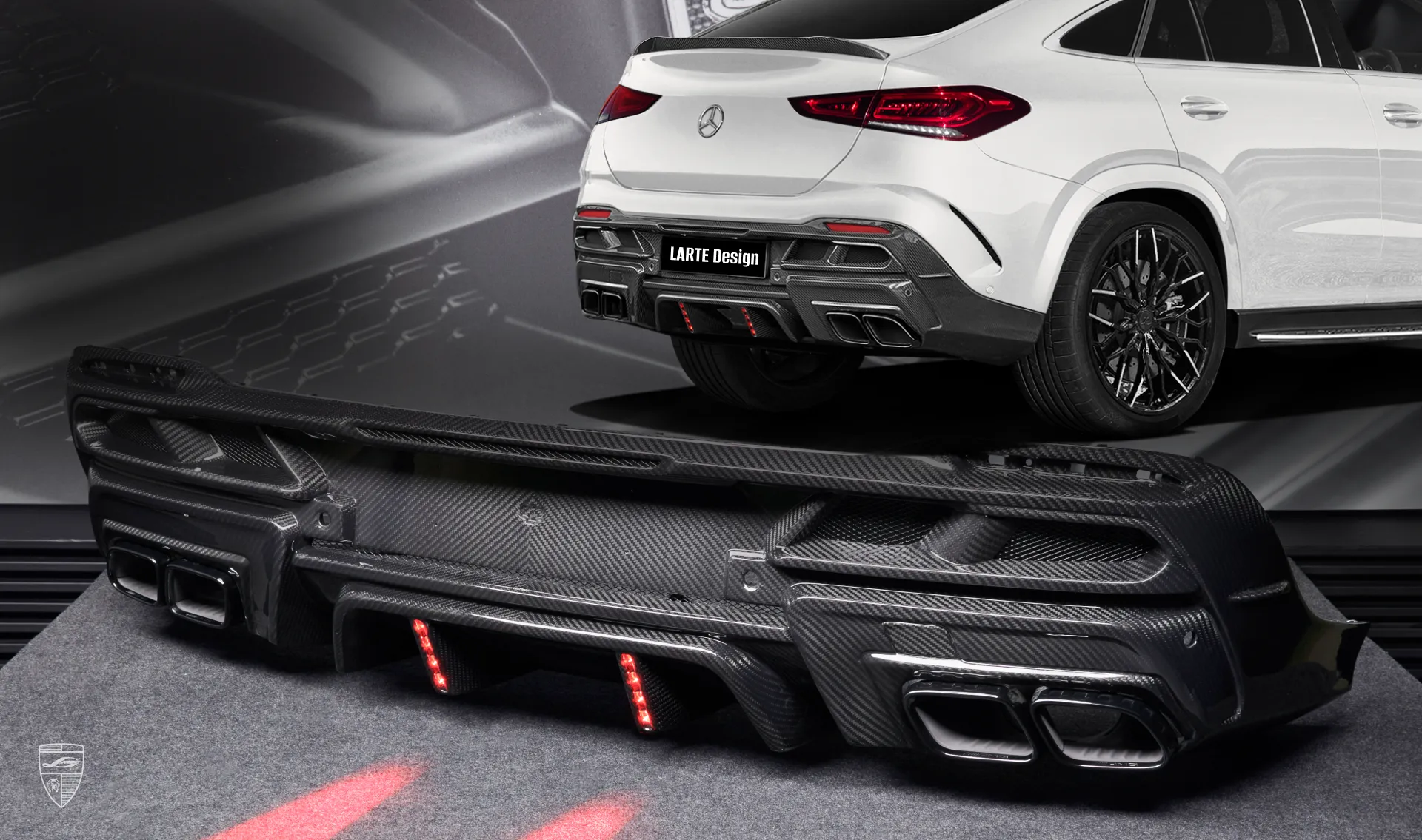 Rear diffuser for your Mercedes GLE Coupe AMG 63 C167 in a conversion kit from LARTE Design