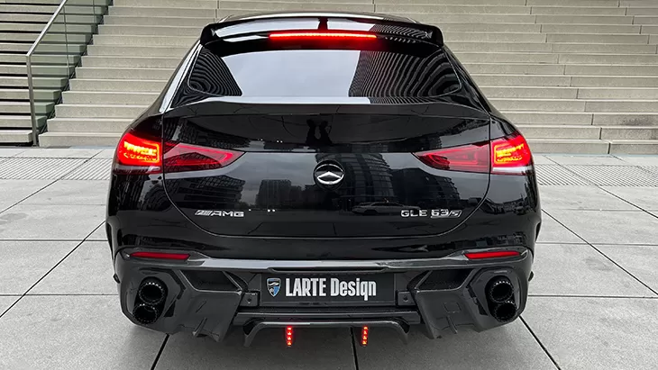 Rear view on a Mercedes GLE Coupe AMG 63 C167 with a body kit giving the car a custom appearance