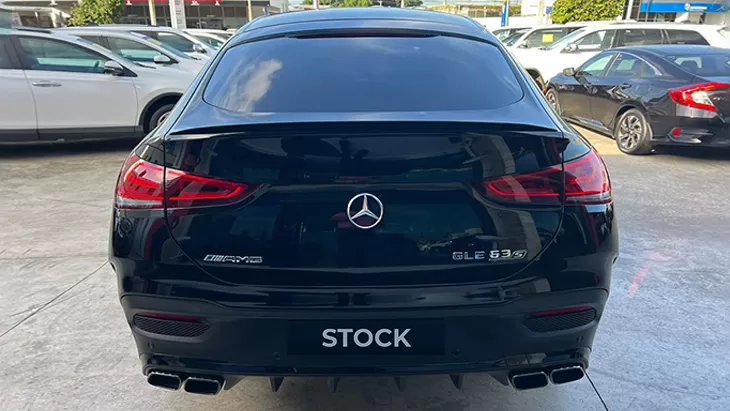 Rear view on a Mercedes GLE Coupe AMG 63 C167 with a body kit giving the car a custom appearance
