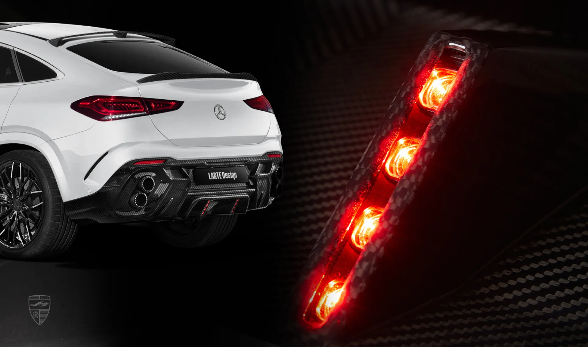 Additional brake lights for your Mercedes GLE Coupe C167 in new conversion kit Additional brake lights for your Mercedes GLE Coupe C167 in a conversion kit from LARTE Design