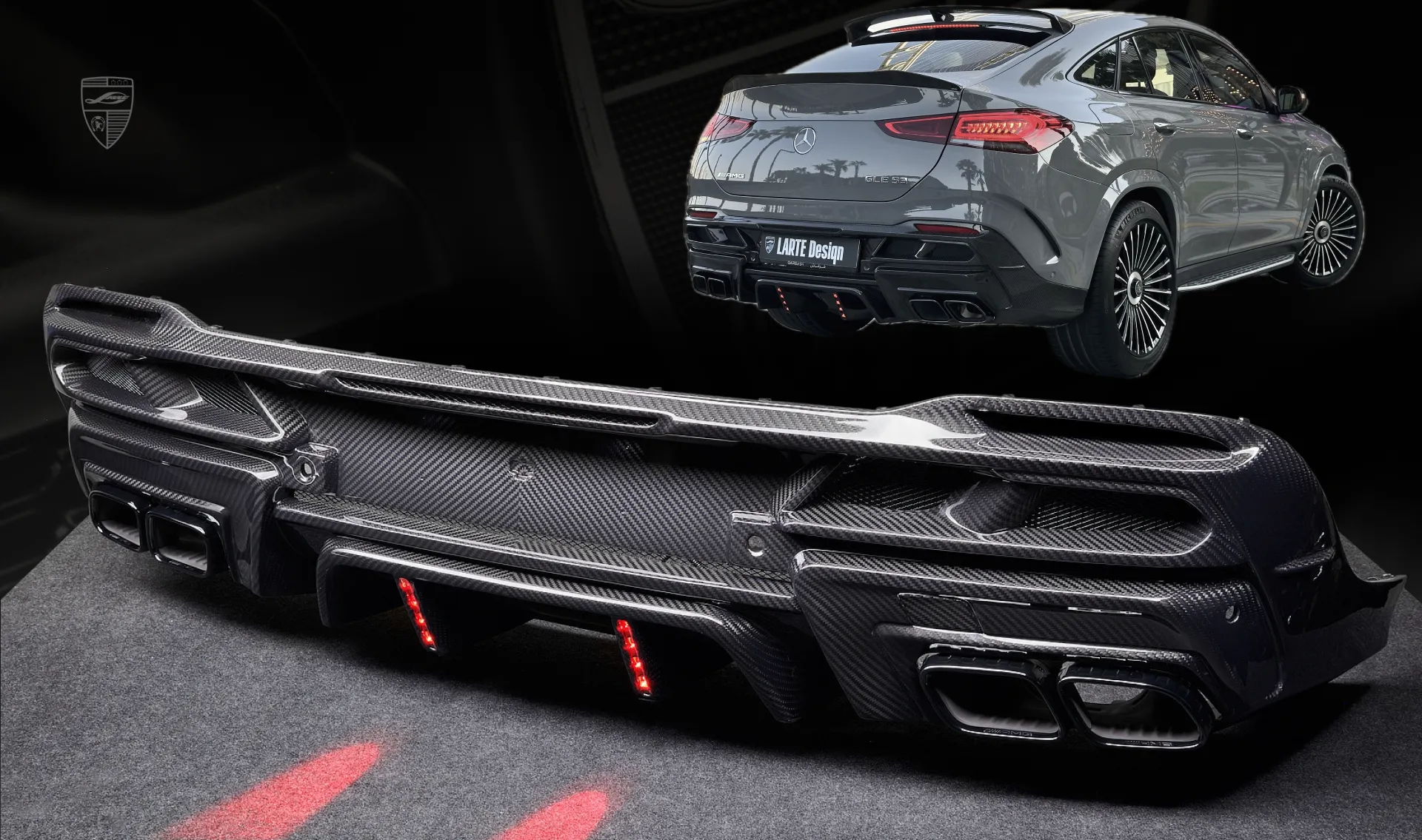 Carbon rear diffuser upgrade for the luxury car Mercedes GLE Coupe C167 Carbon rear diffuser upgrade for the luxury car Mercedes GLE Coupe C167 from LARTE Design