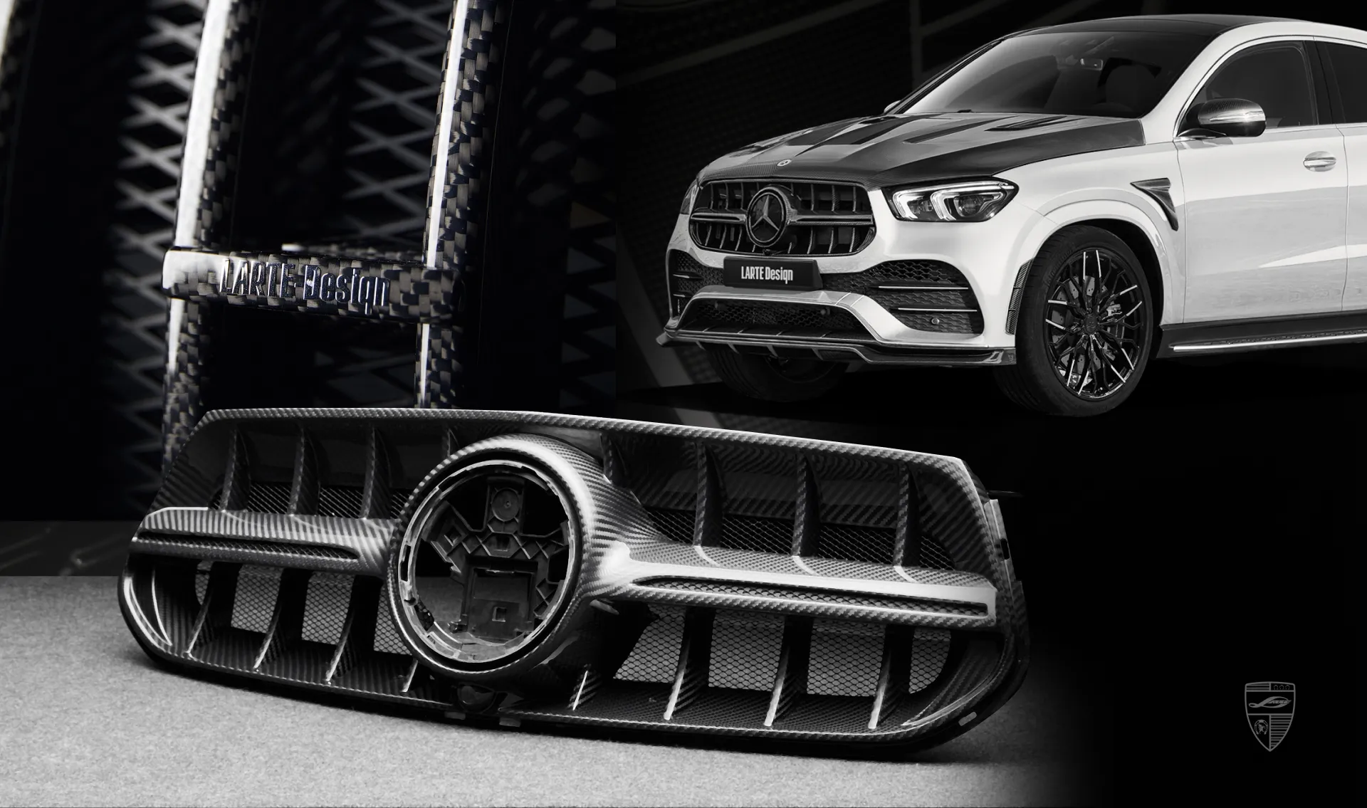 Grille trim upgrade for the luxury car Mercedes GLE Coupe C167 Grille trim upgrade for the luxury car Mercedes GLE Coupe C167 from LARTE Design