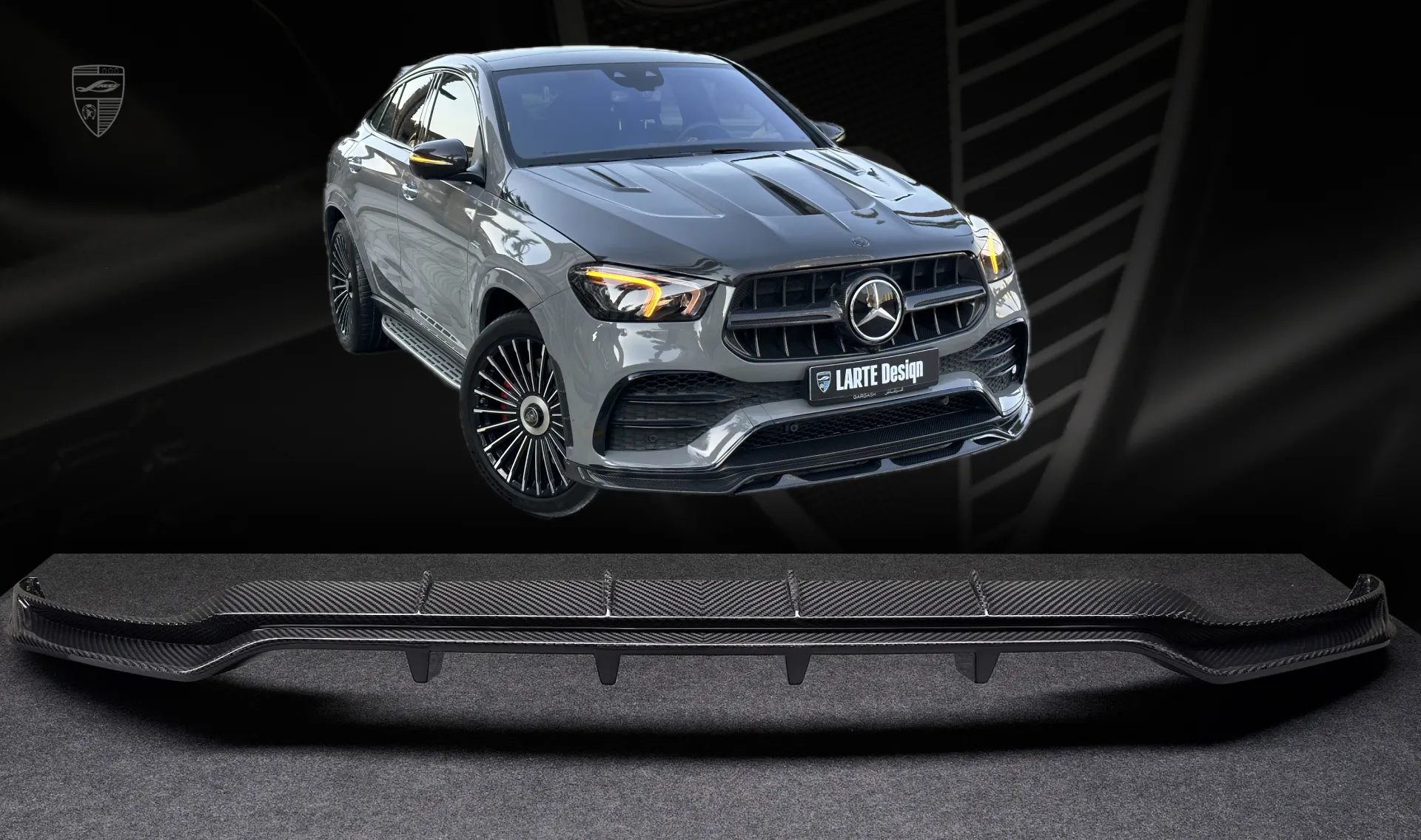 Front bumper overlay upgrade for the luxury car Mercedes GLE Coupe C167 Front bumper overlay upgrade for the luxury car Mercedes GLE Coupe C167 from LARTE Design